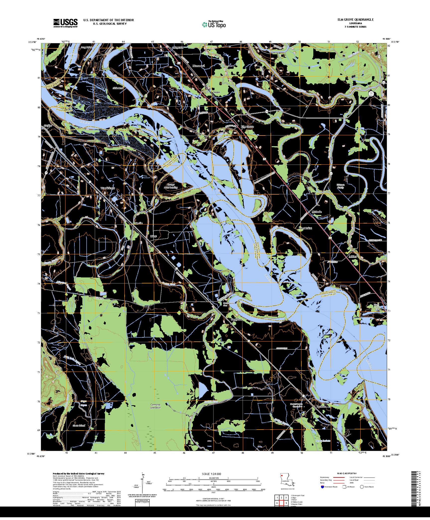 US TOPO 7.5-MINUTE MAP FOR ELM GROVE, LA