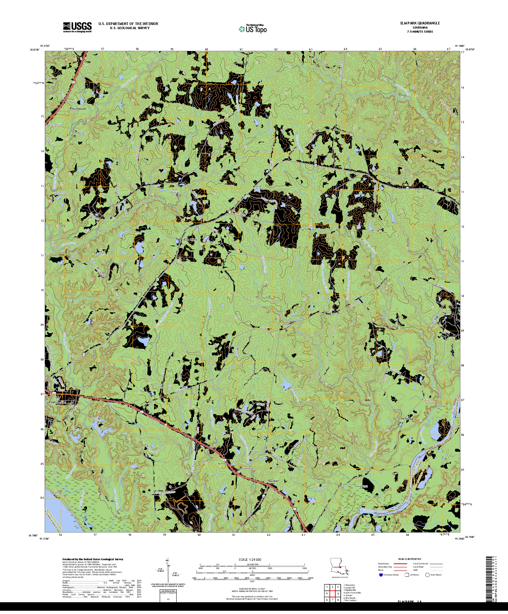 US TOPO 7.5-MINUTE MAP FOR ELM PARK, LA