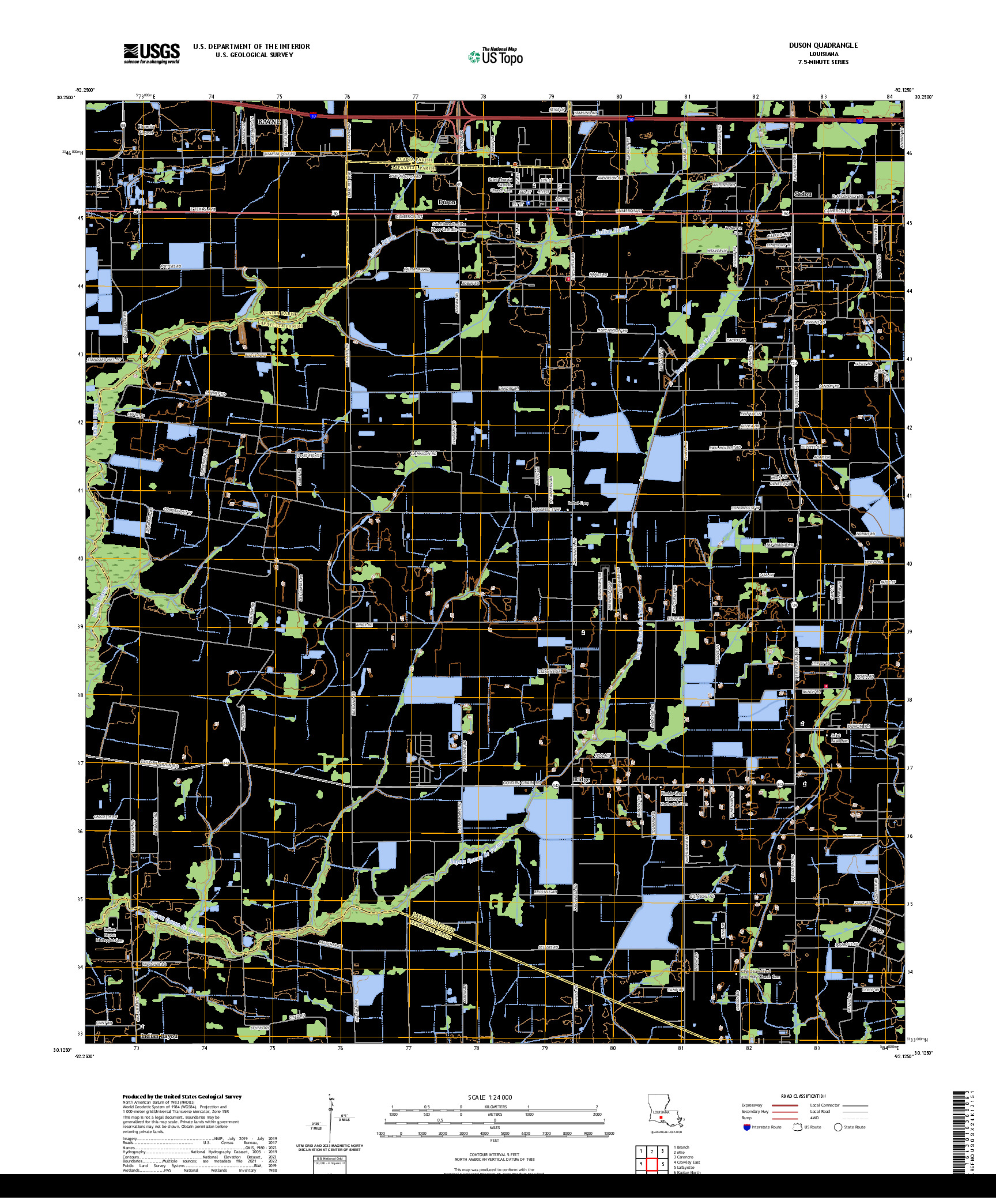 US TOPO 7.5-MINUTE MAP FOR DUSON, LA