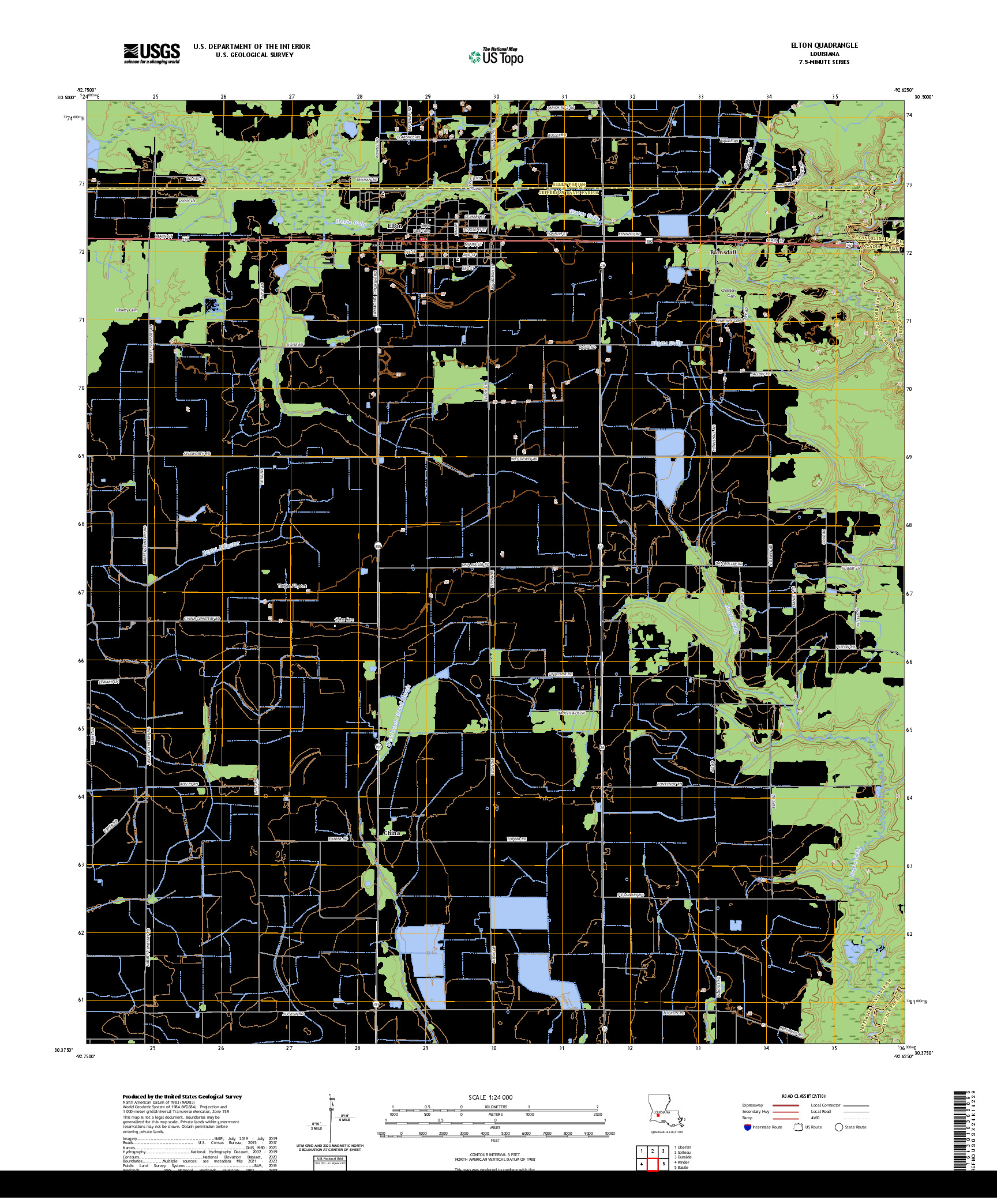US TOPO 7.5-MINUTE MAP FOR ELTON, LA