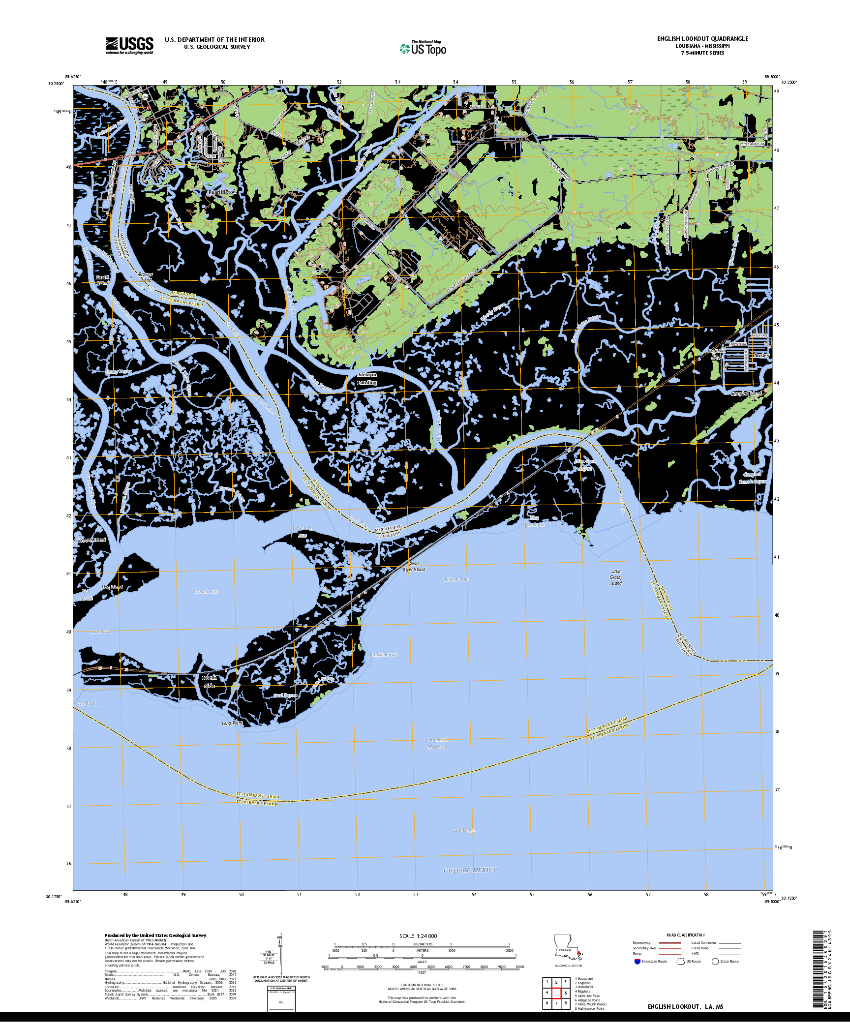 US TOPO 7.5-MINUTE MAP FOR ENGLISH LOOKOUT, LA,MS