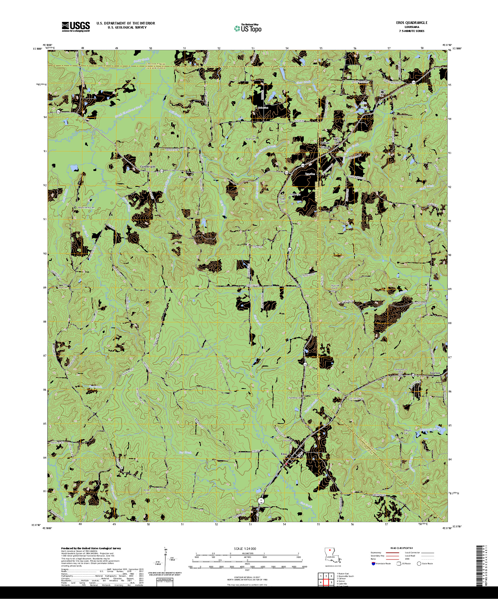 US TOPO 7.5-MINUTE MAP FOR EROS, LA
