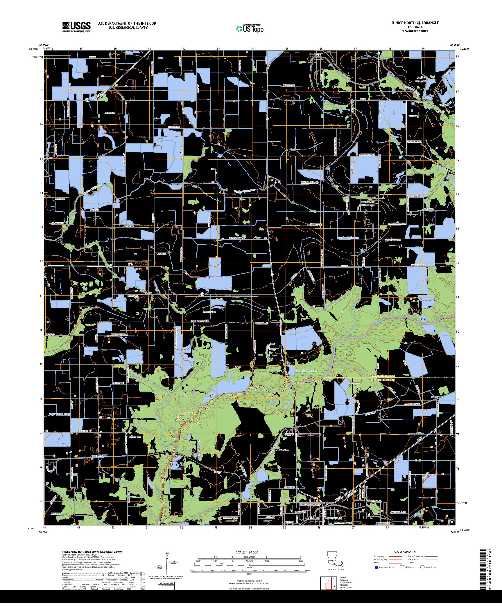 US TOPO 7.5-MINUTE MAP FOR EUNICE NORTH, LA