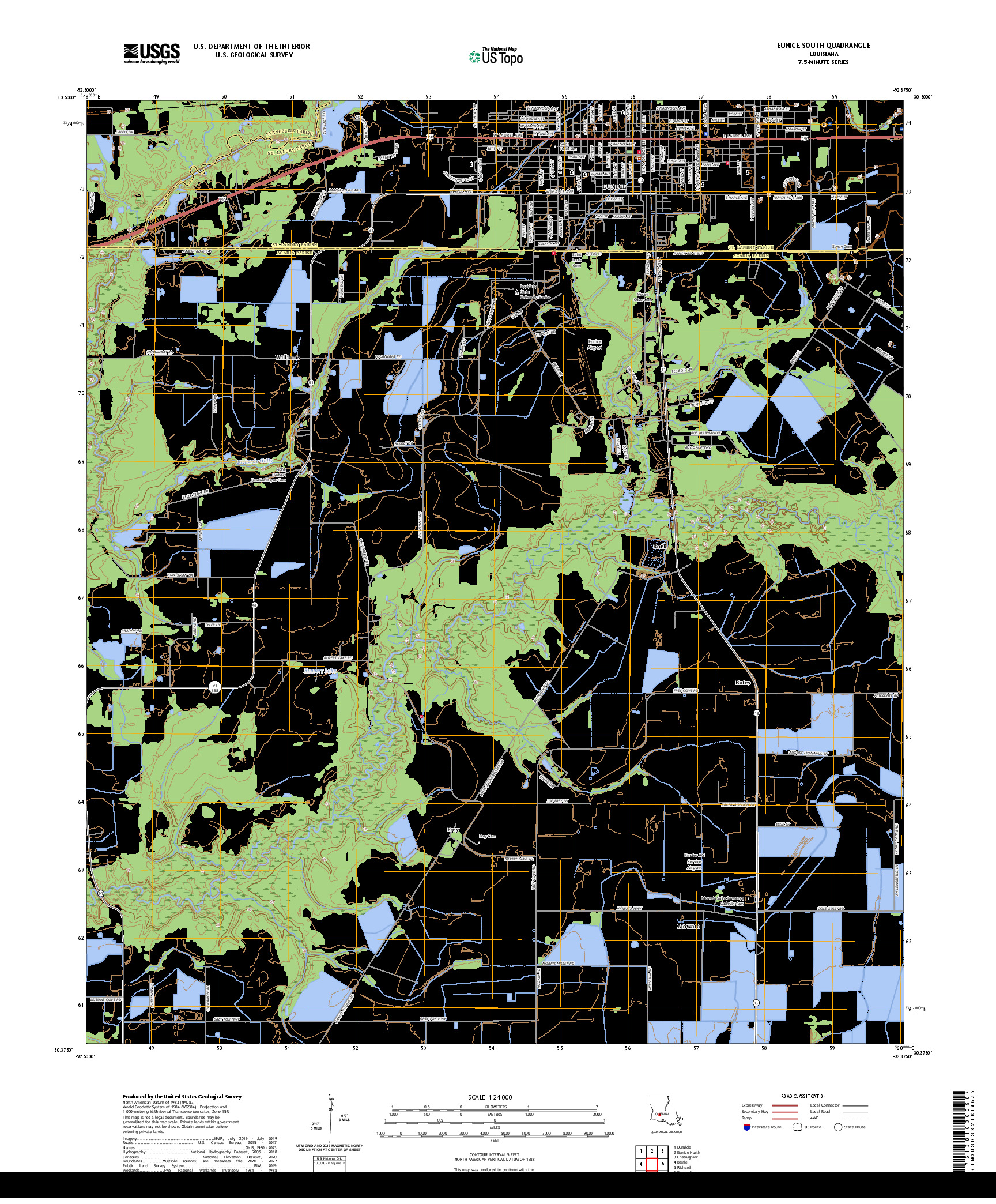 US TOPO 7.5-MINUTE MAP FOR EUNICE SOUTH, LA