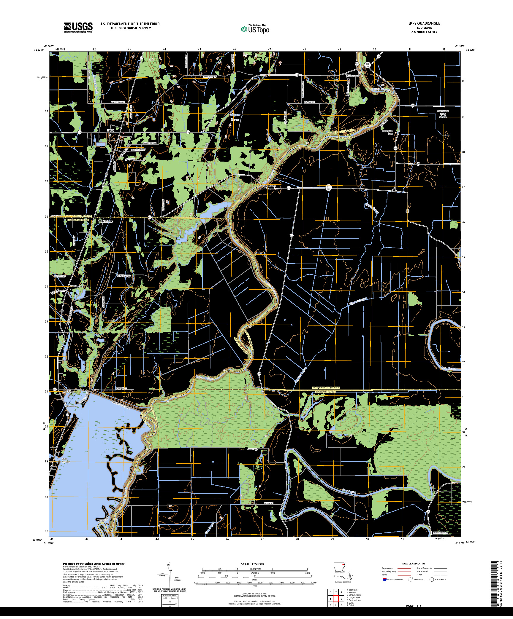 US TOPO 7.5-MINUTE MAP FOR EPPS, LA