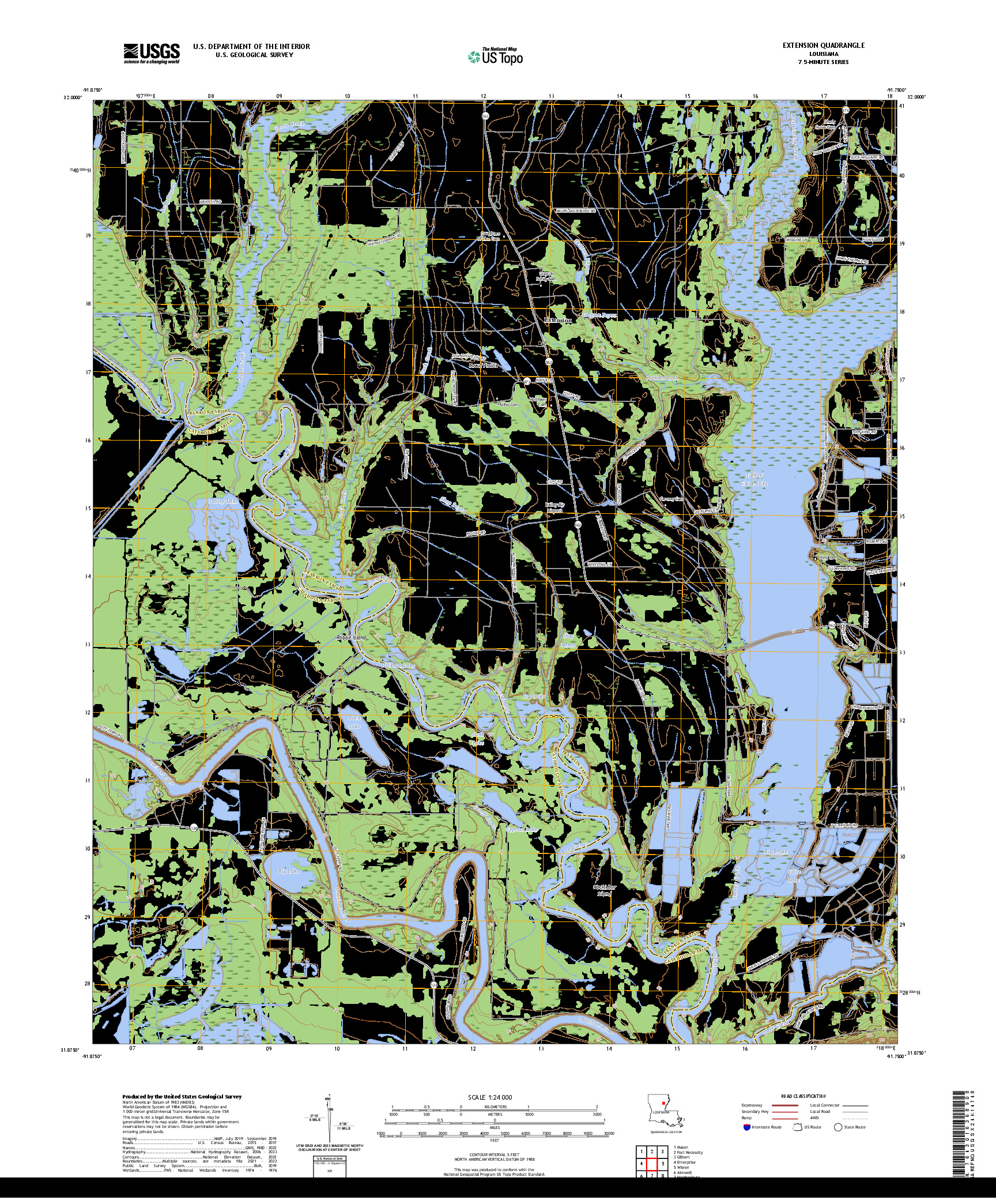 US TOPO 7.5-MINUTE MAP FOR EXTENSION, LA