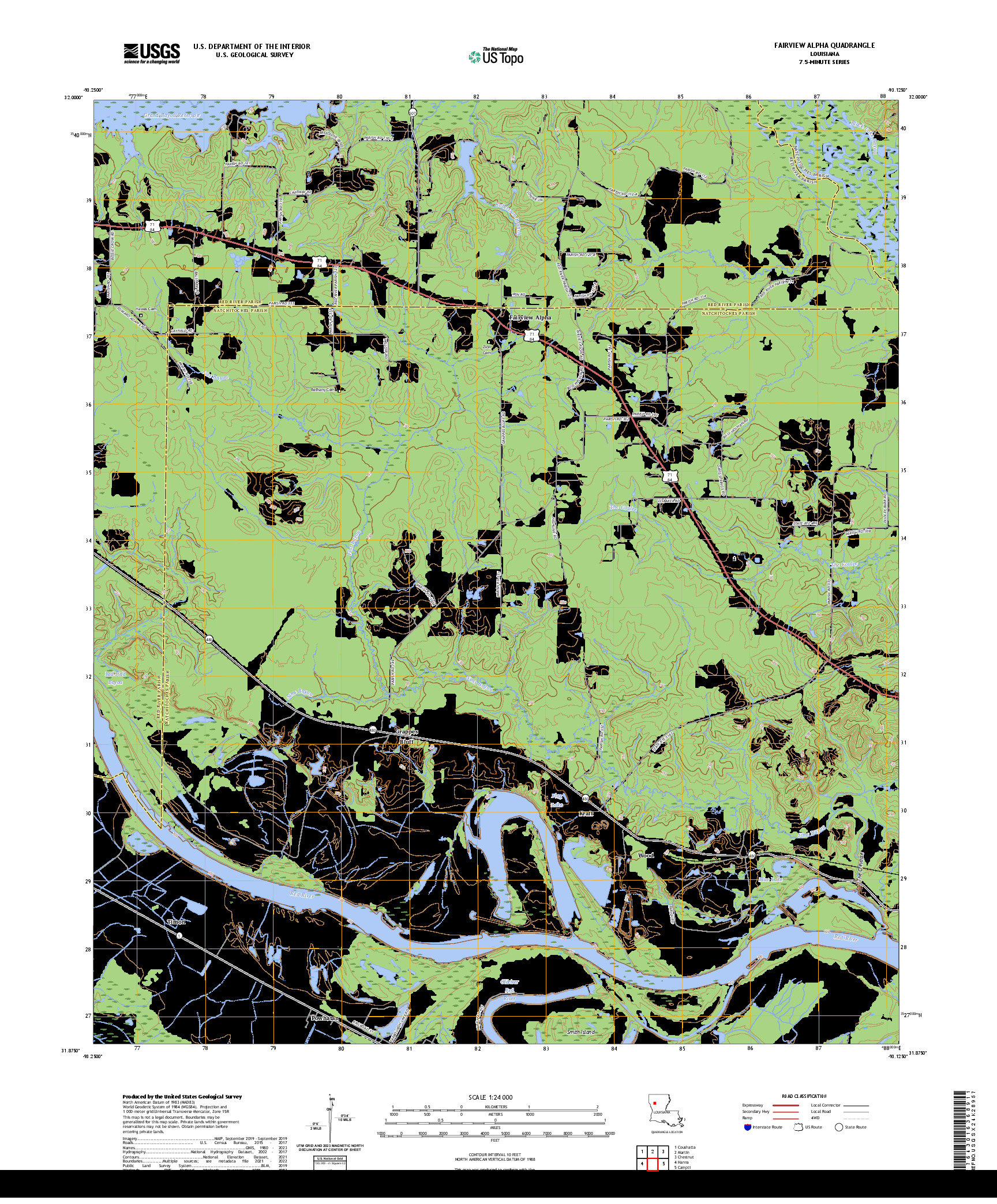 US TOPO 7.5-MINUTE MAP FOR FAIRVIEW ALPHA, LA