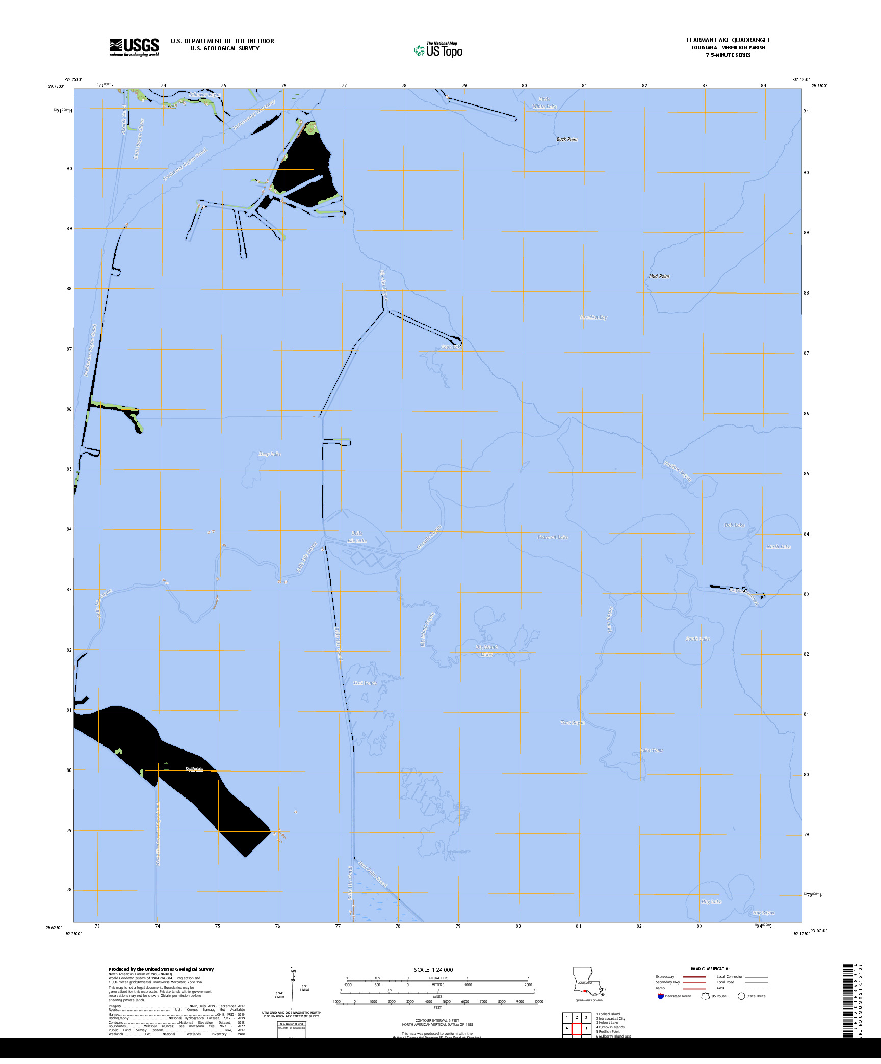 US TOPO 7.5-MINUTE MAP FOR FEARMAN LAKE, LA