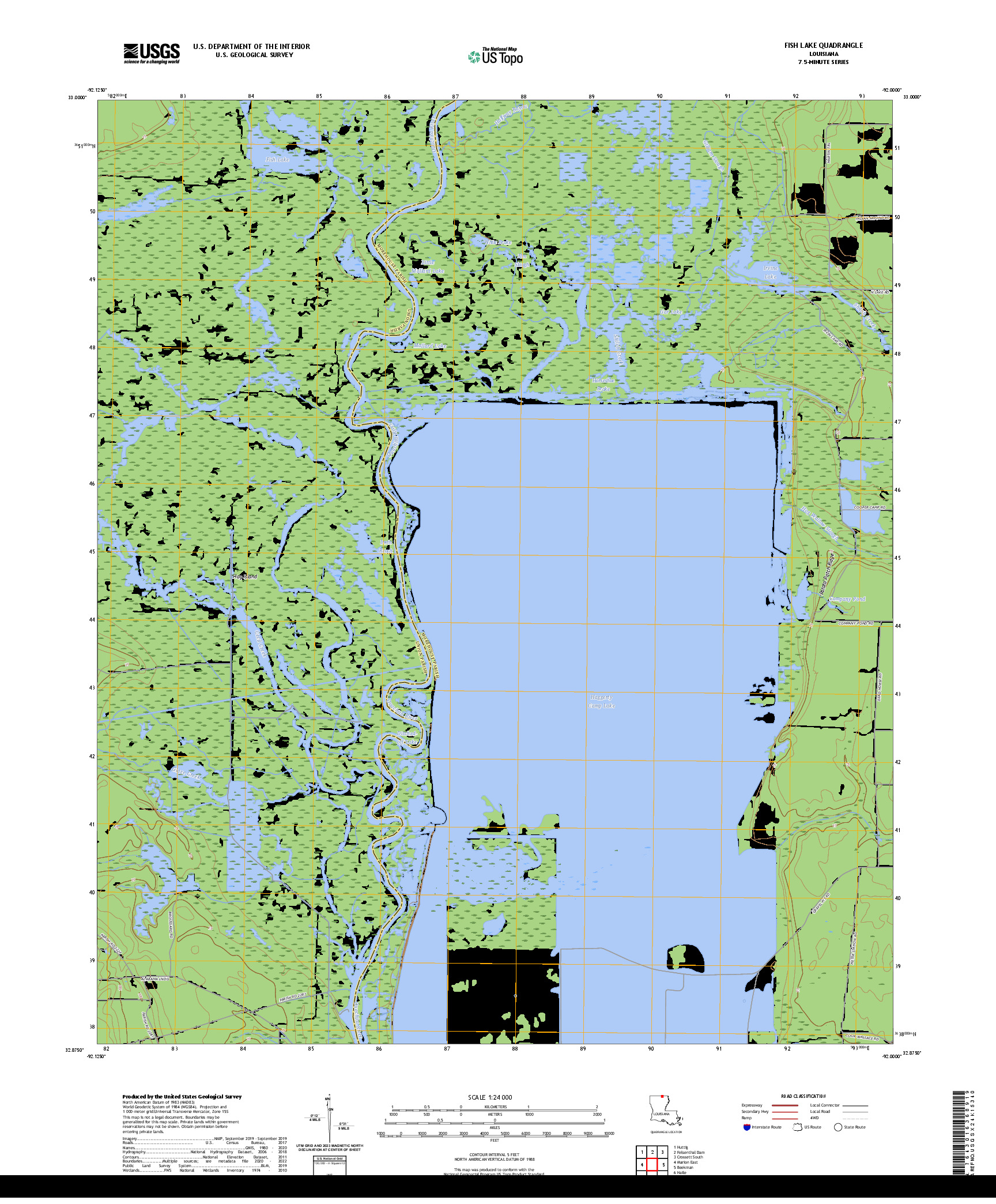 US TOPO 7.5-MINUTE MAP FOR FISH LAKE, LA