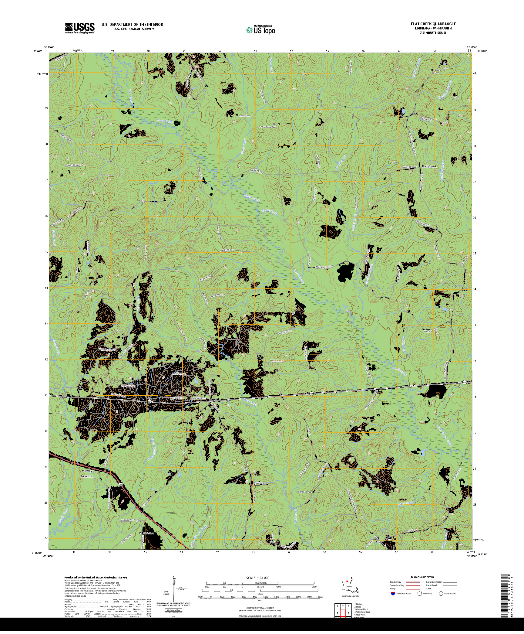 US TOPO 7.5-MINUTE MAP FOR FLAT CREEK, LA