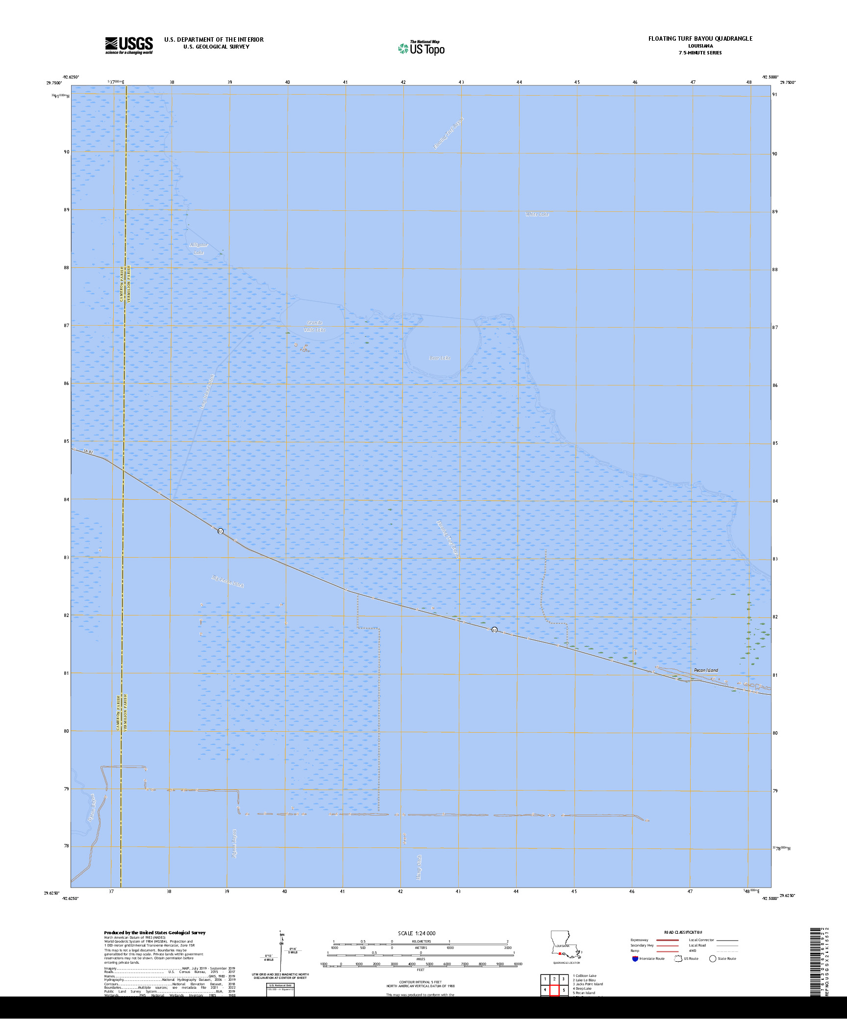 US TOPO 7.5-MINUTE MAP FOR FLOATING TURF BAYOU, LA