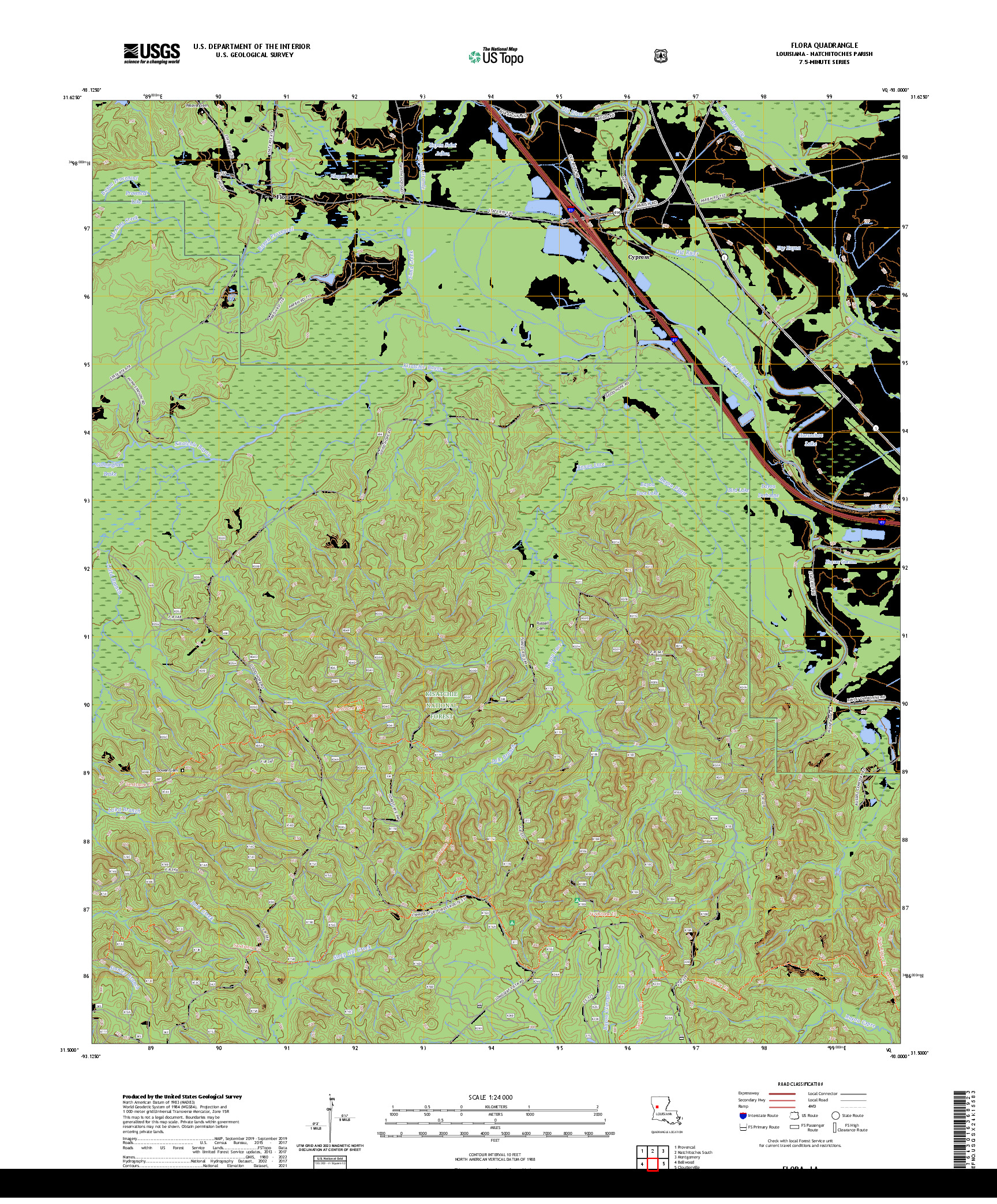 US TOPO 7.5-MINUTE MAP FOR FLORA, LA