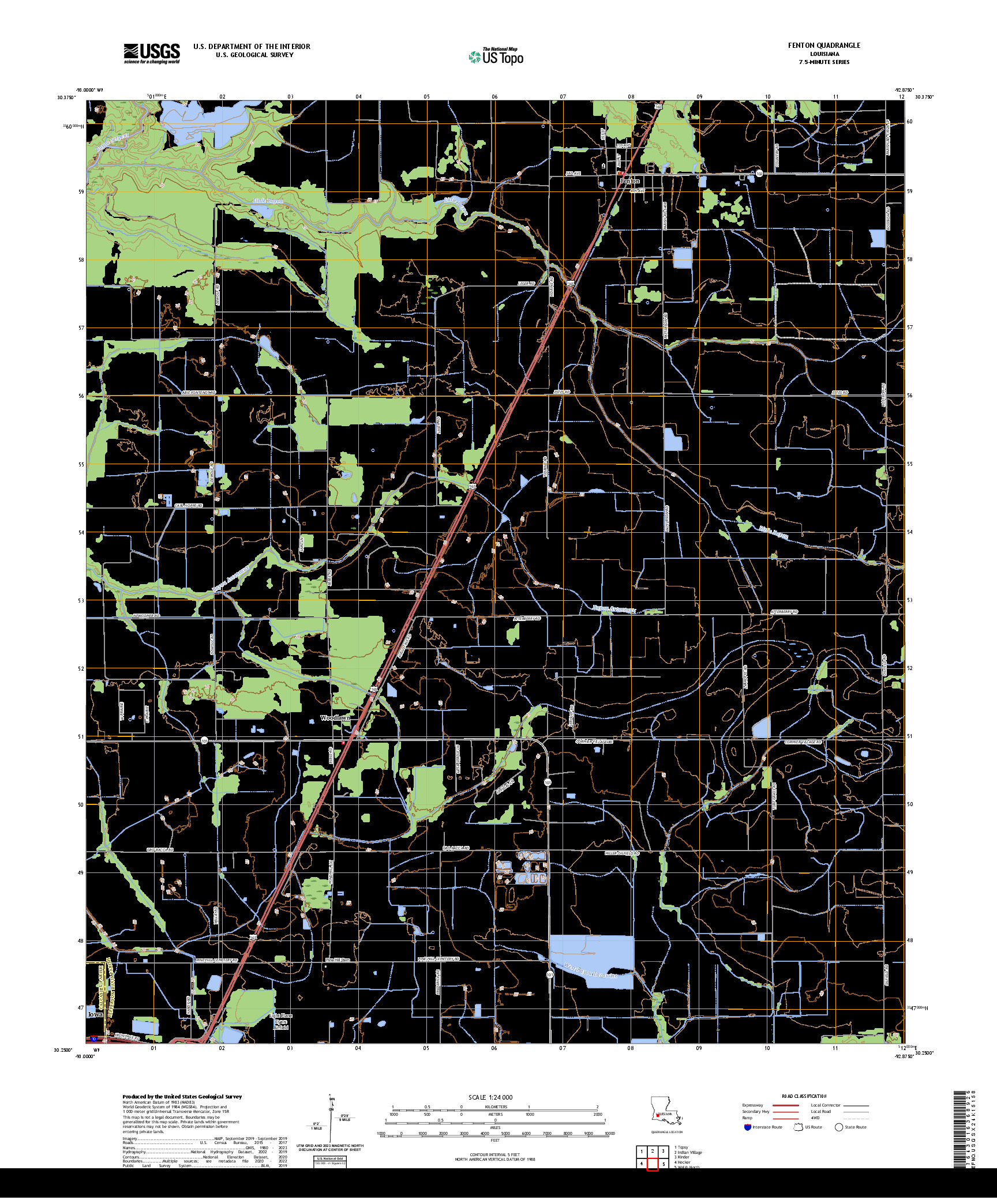 US TOPO 7.5-MINUTE MAP FOR FENTON, LA