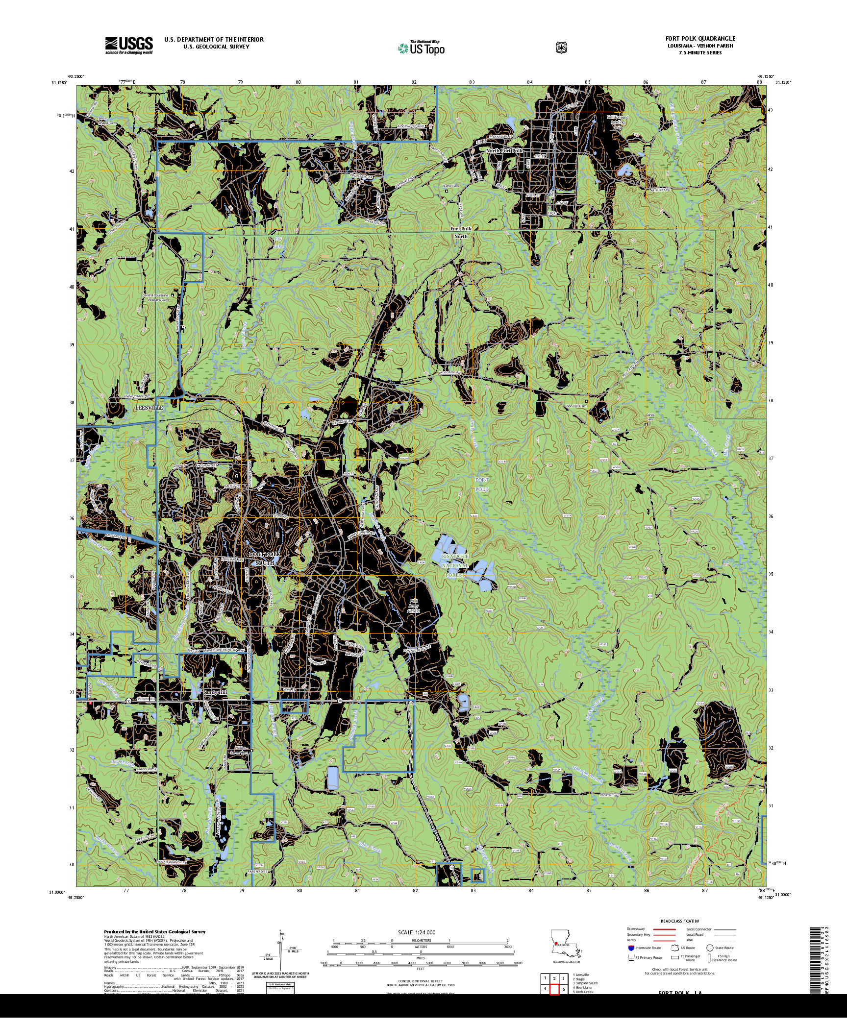 US TOPO 7.5-MINUTE MAP FOR FORT POLK, LA