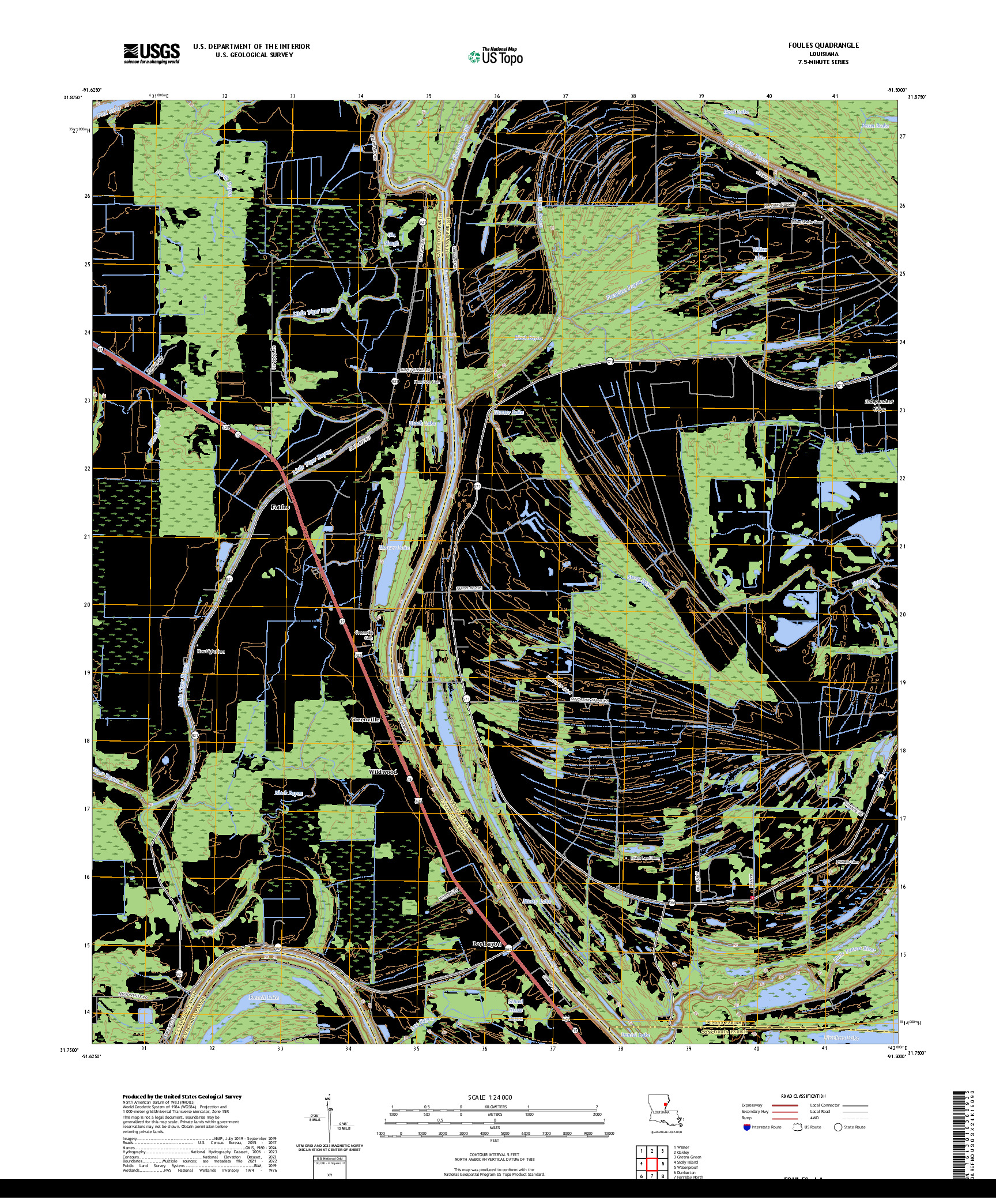 US TOPO 7.5-MINUTE MAP FOR FOULES, LA