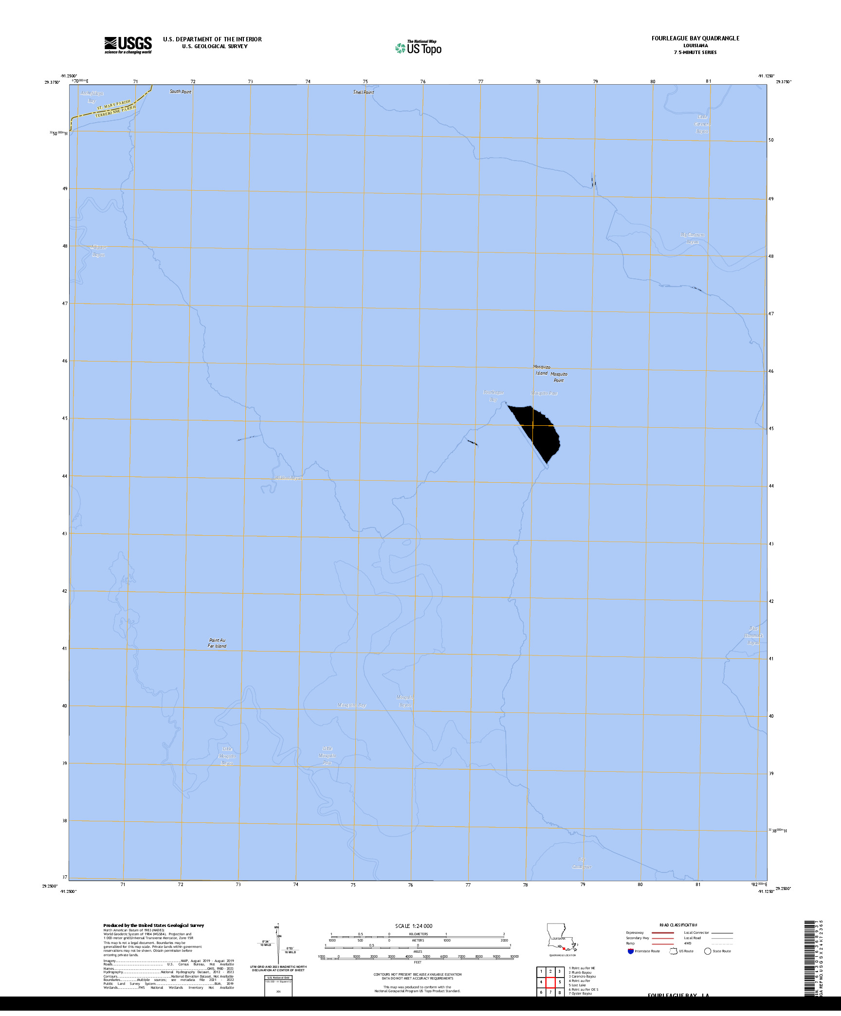 US TOPO 7.5-MINUTE MAP FOR FOURLEAGUE BAY, LA