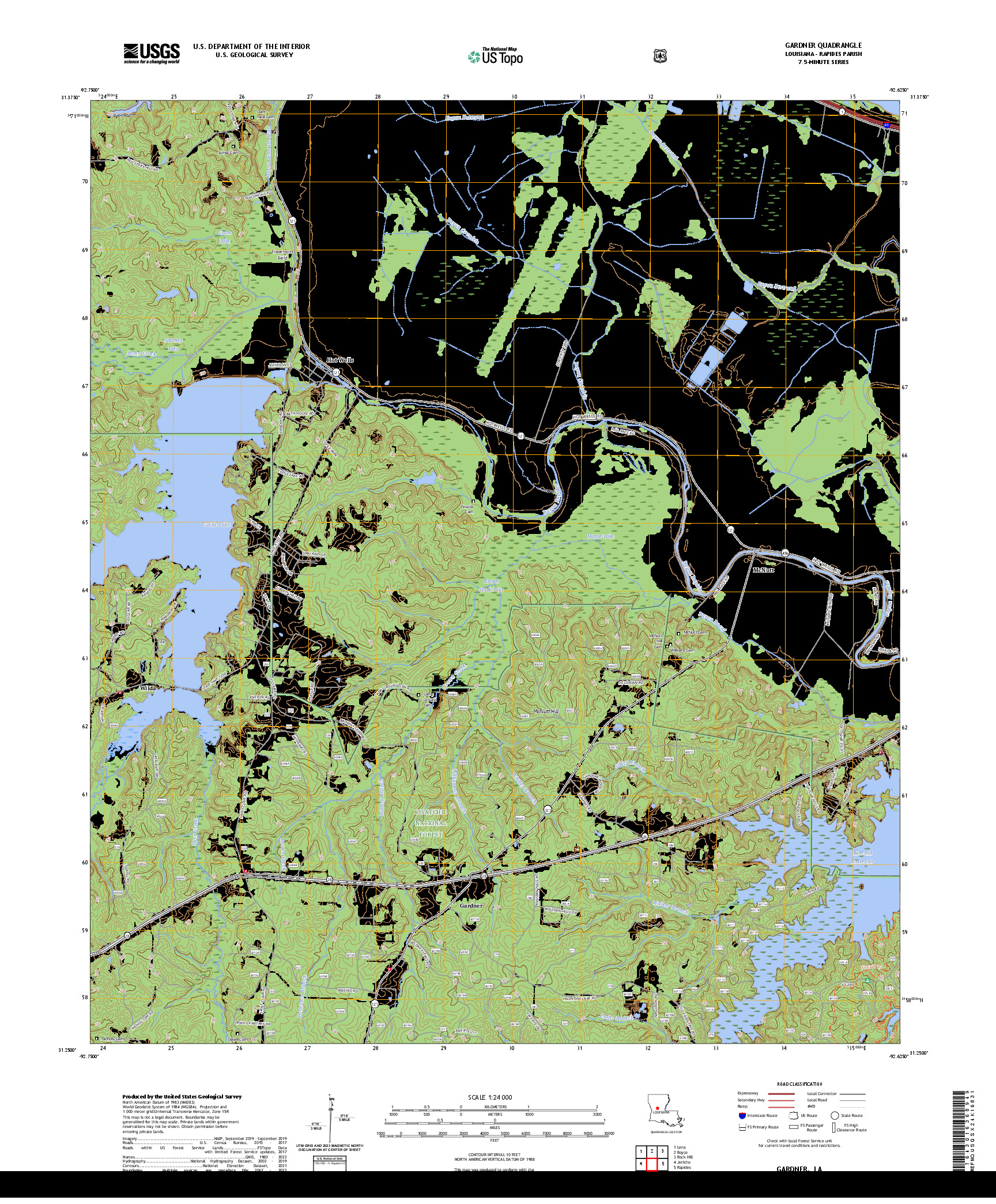 US TOPO 7.5-MINUTE MAP FOR GARDNER, LA