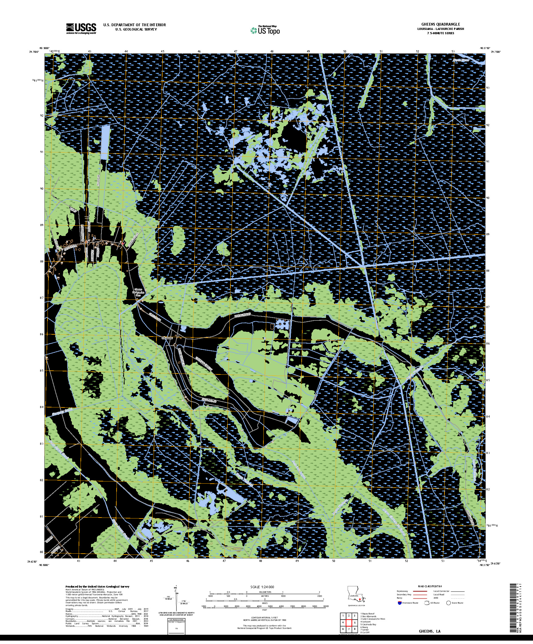 US TOPO 7.5-MINUTE MAP FOR GHEENS, LA