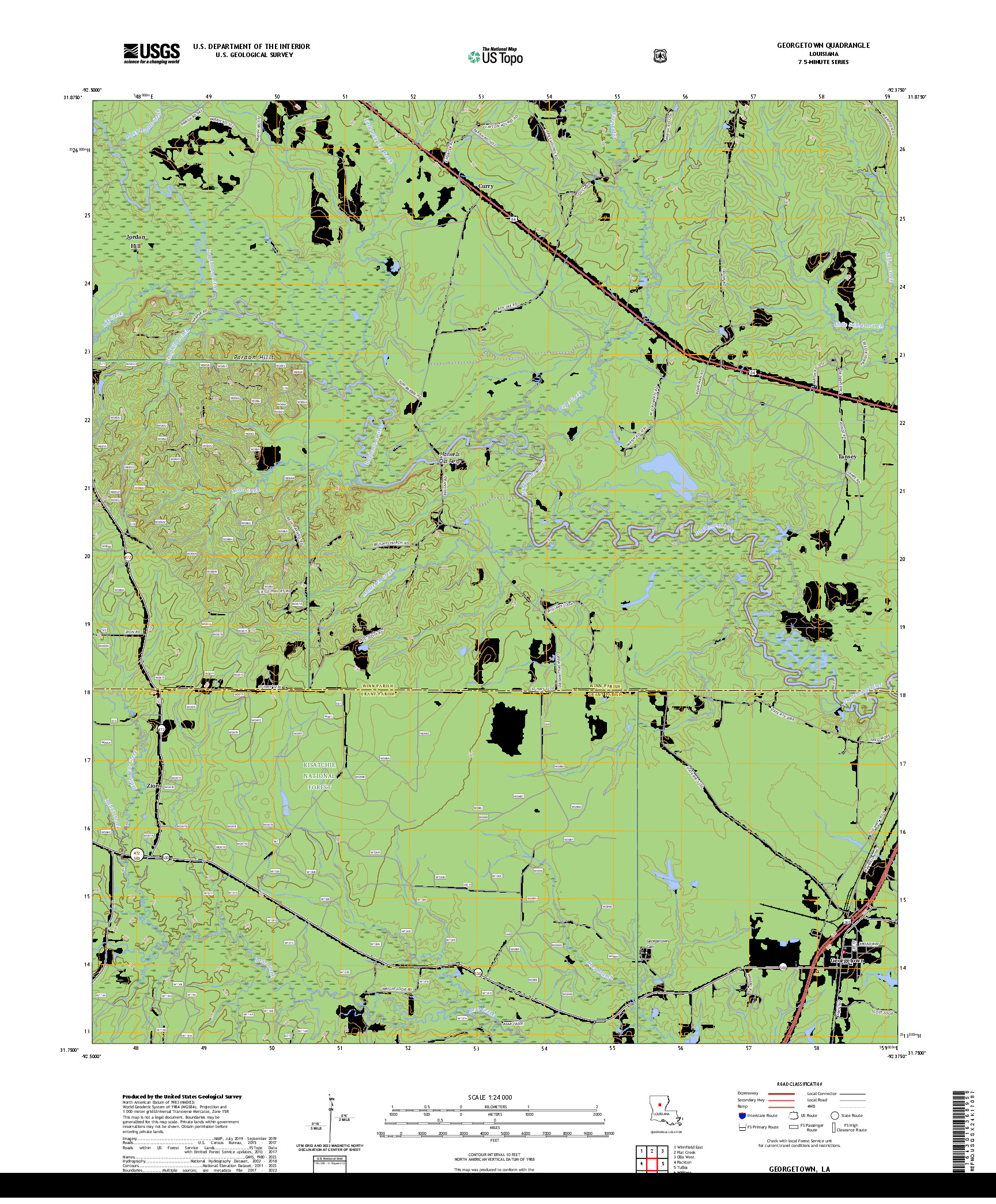 US TOPO 7.5-MINUTE MAP FOR GEORGETOWN, LA