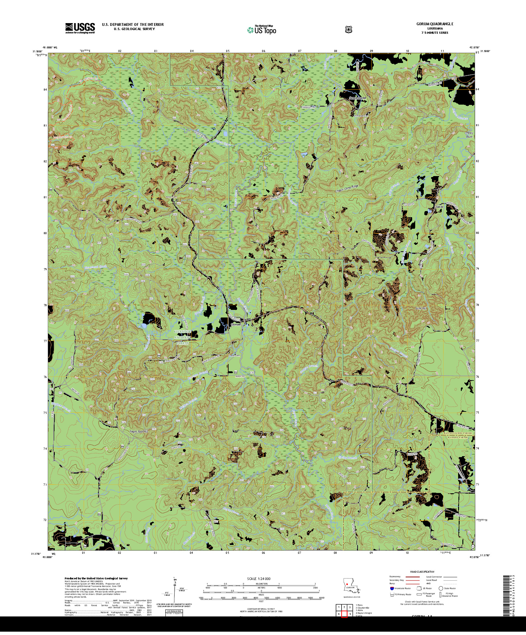 US TOPO 7.5-MINUTE MAP FOR GORUM, LA