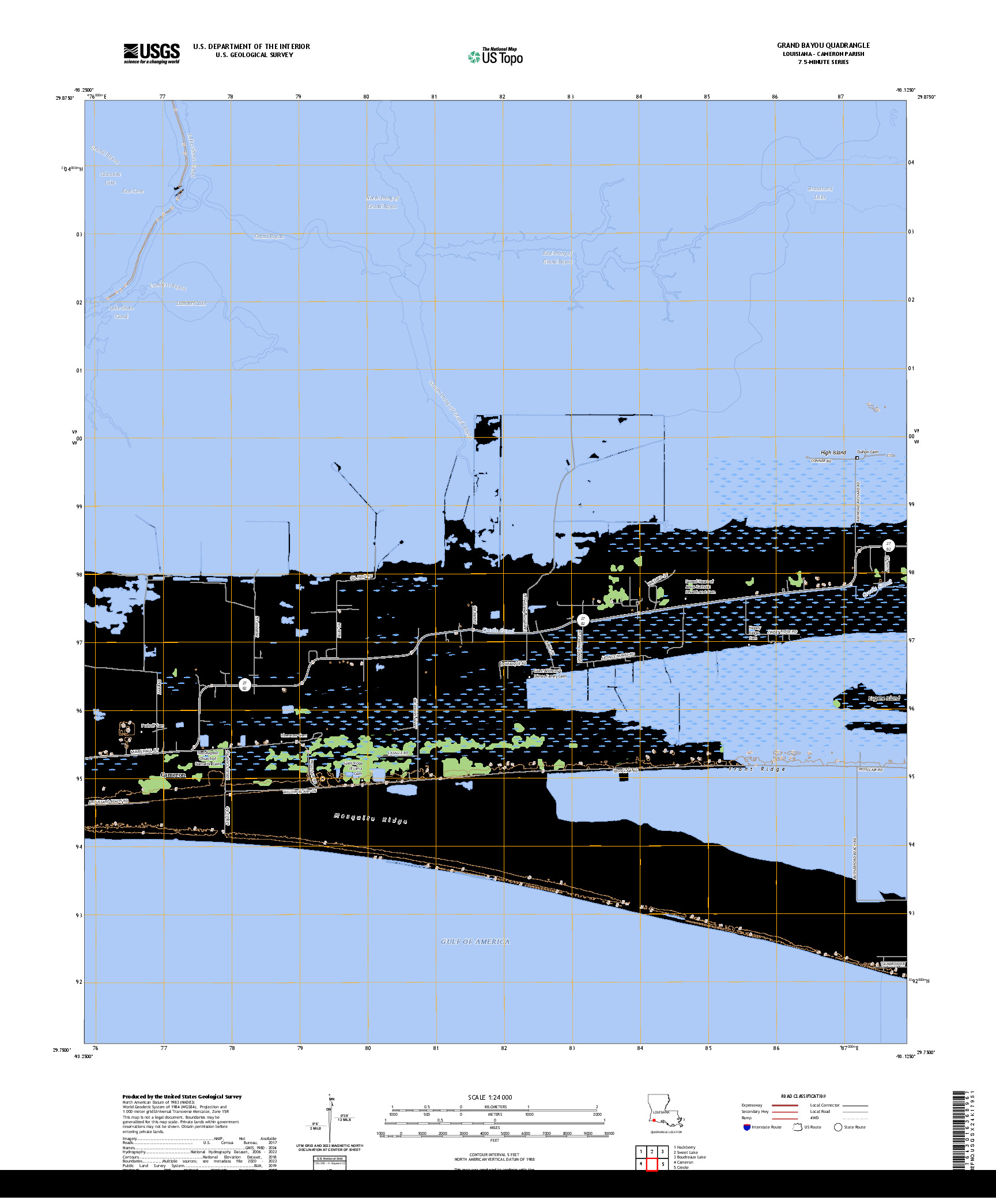US TOPO 7.5-MINUTE MAP FOR GRAND BAYOU, LA