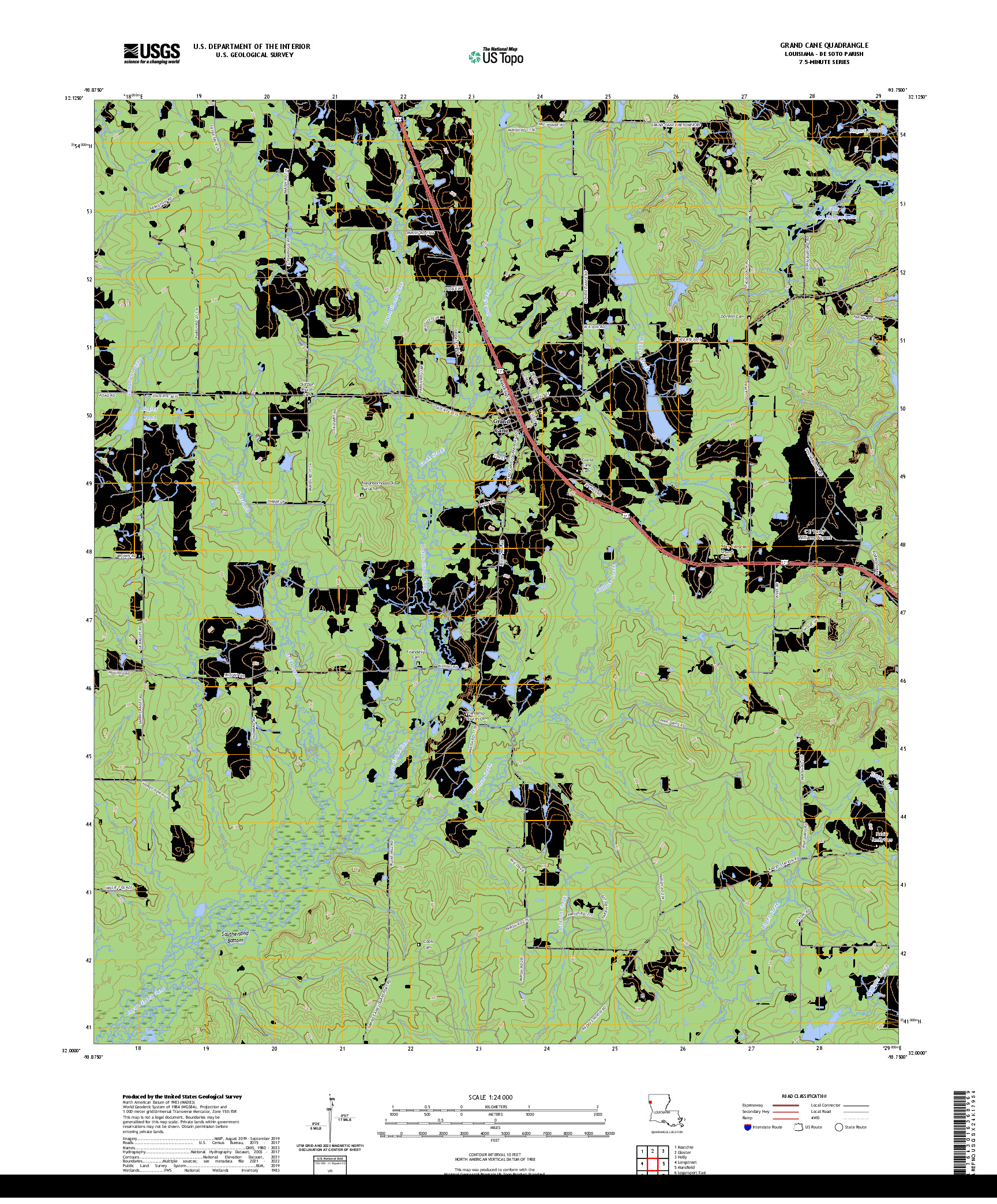 US TOPO 7.5-MINUTE MAP FOR GRAND CANE, LA