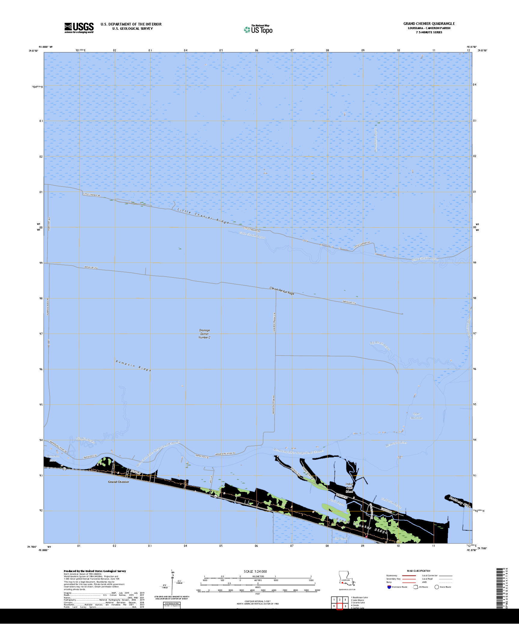 US TOPO 7.5-MINUTE MAP FOR GRAND CHENIER, LA