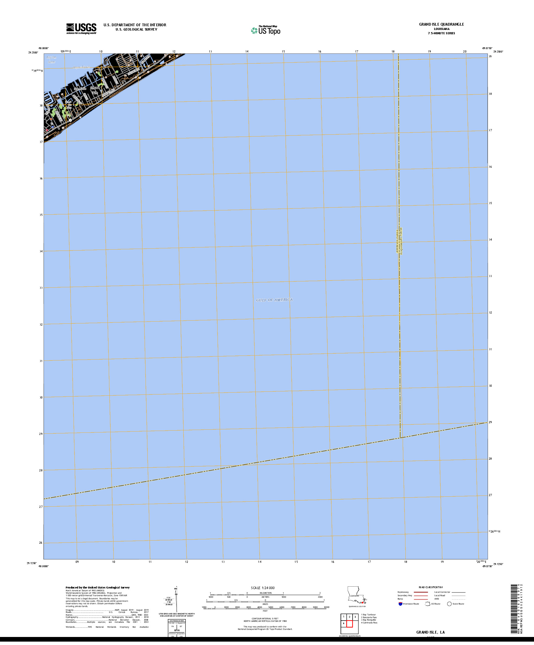 US TOPO 7.5-MINUTE MAP FOR GRAND ISLE, LA