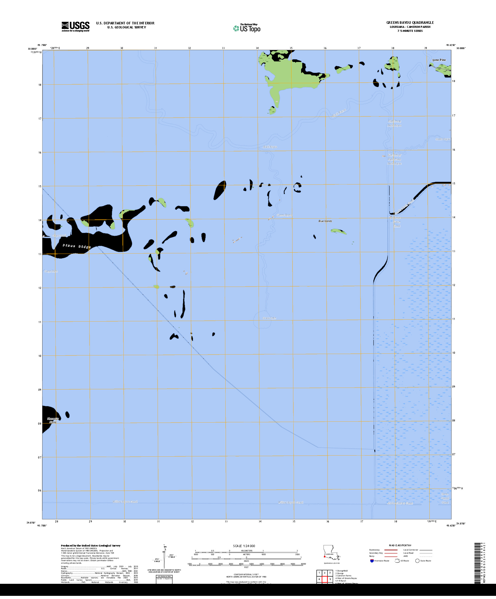 US TOPO 7.5-MINUTE MAP FOR GREENS BAYOU, LA