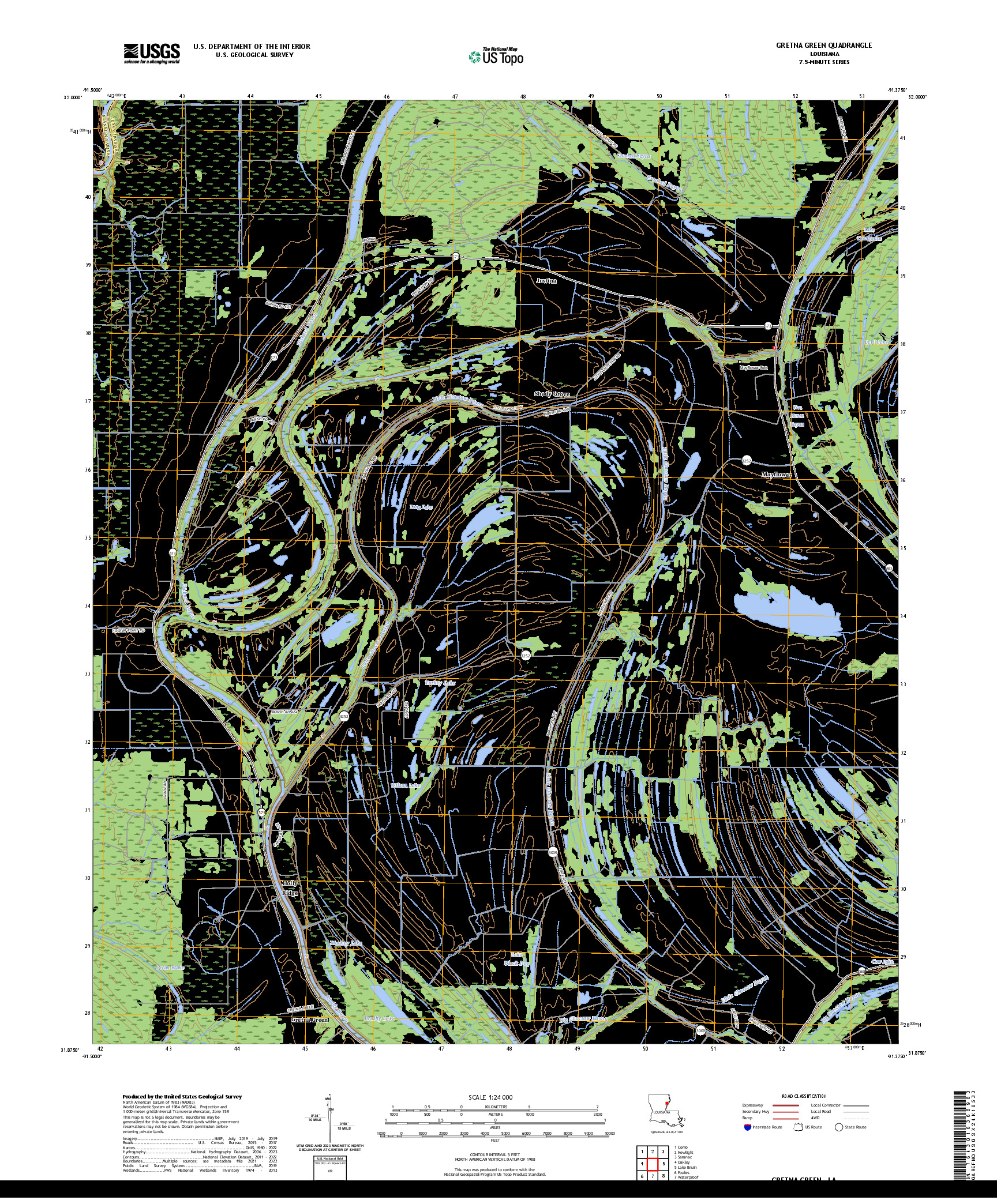US TOPO 7.5-MINUTE MAP FOR GRETNA GREEN, LA