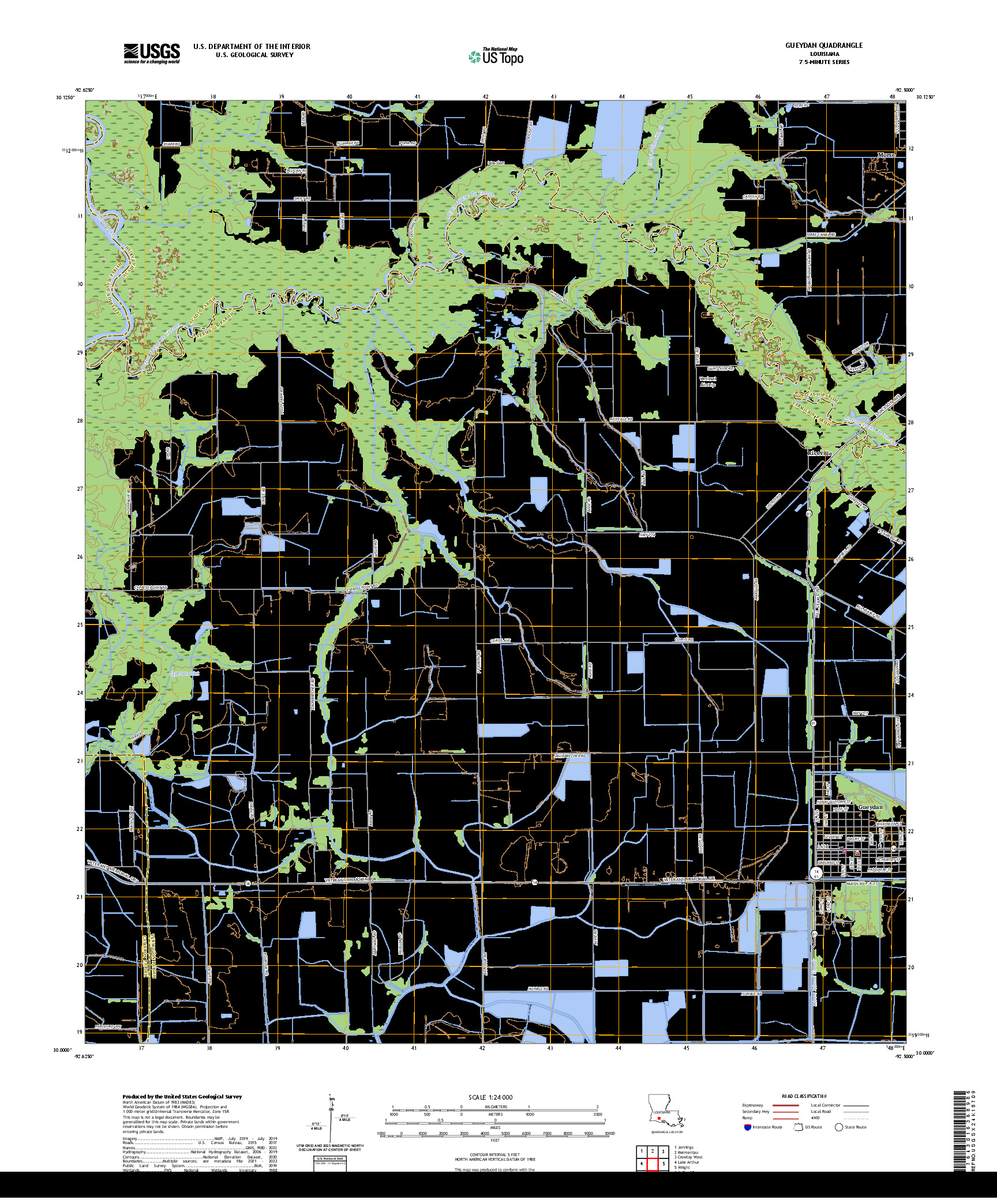 US TOPO 7.5-MINUTE MAP FOR GUEYDAN, LA