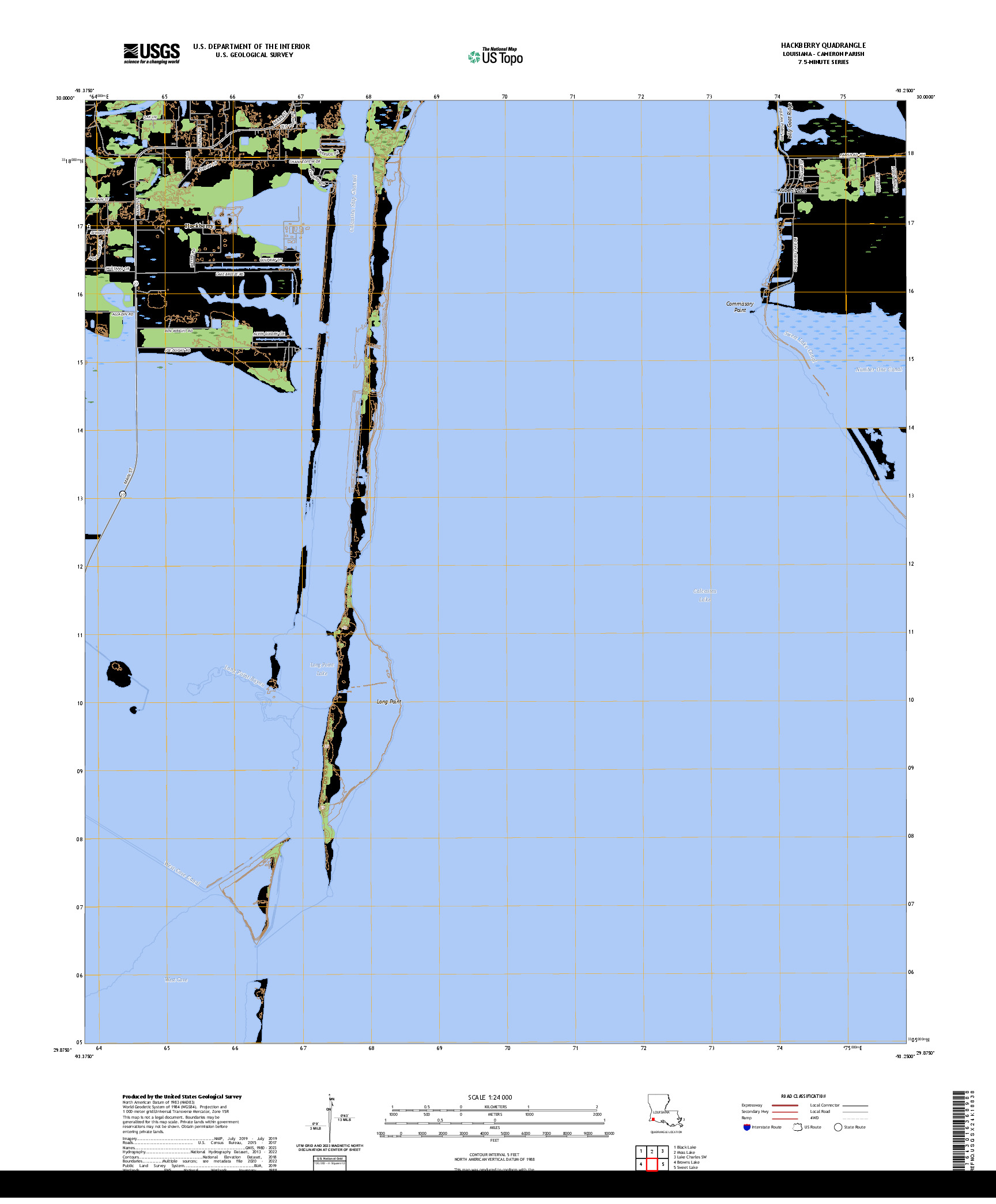 US TOPO 7.5-MINUTE MAP FOR HACKBERRY, LA