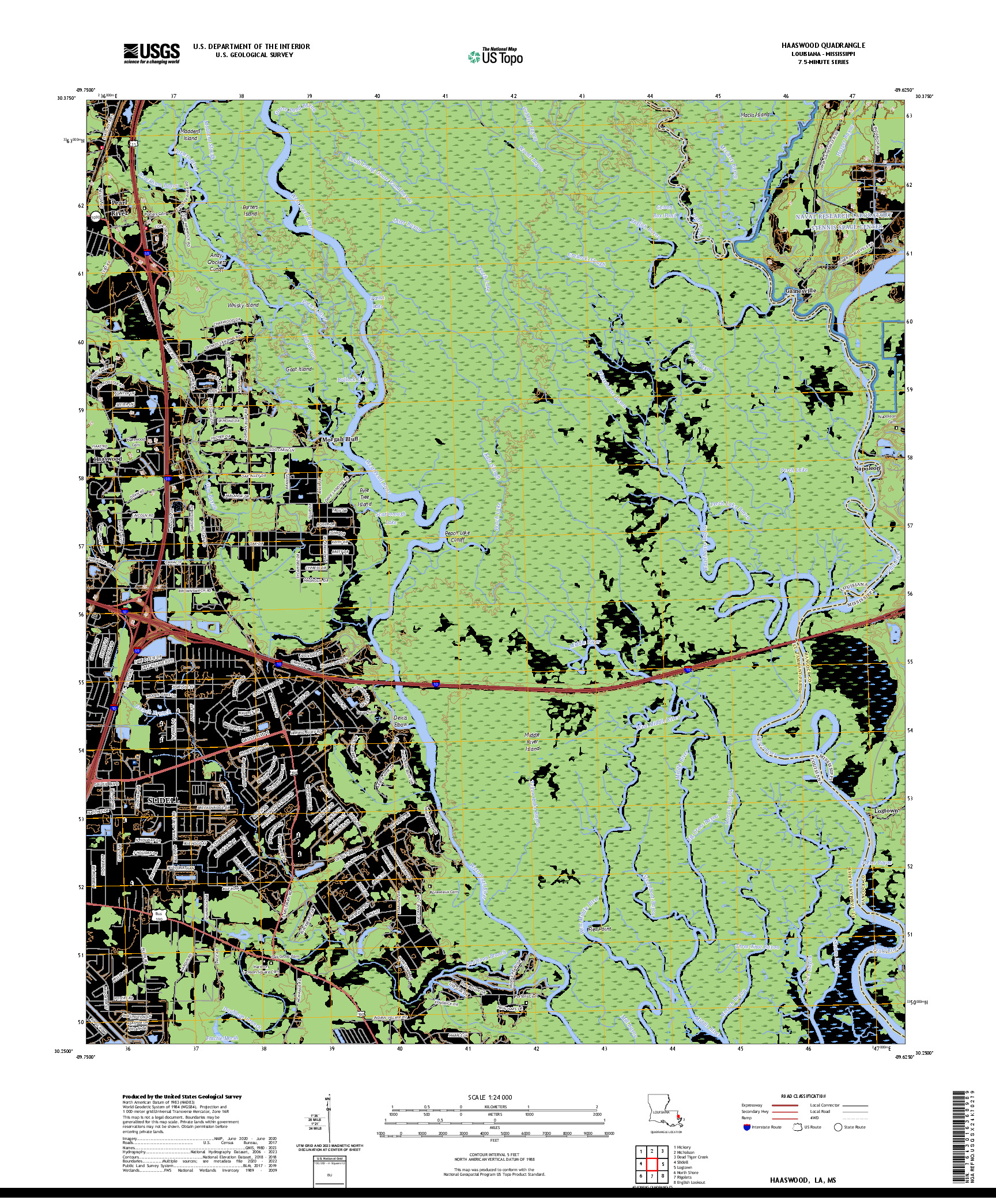 US TOPO 7.5-MINUTE MAP FOR HAASWOOD, LA,MS