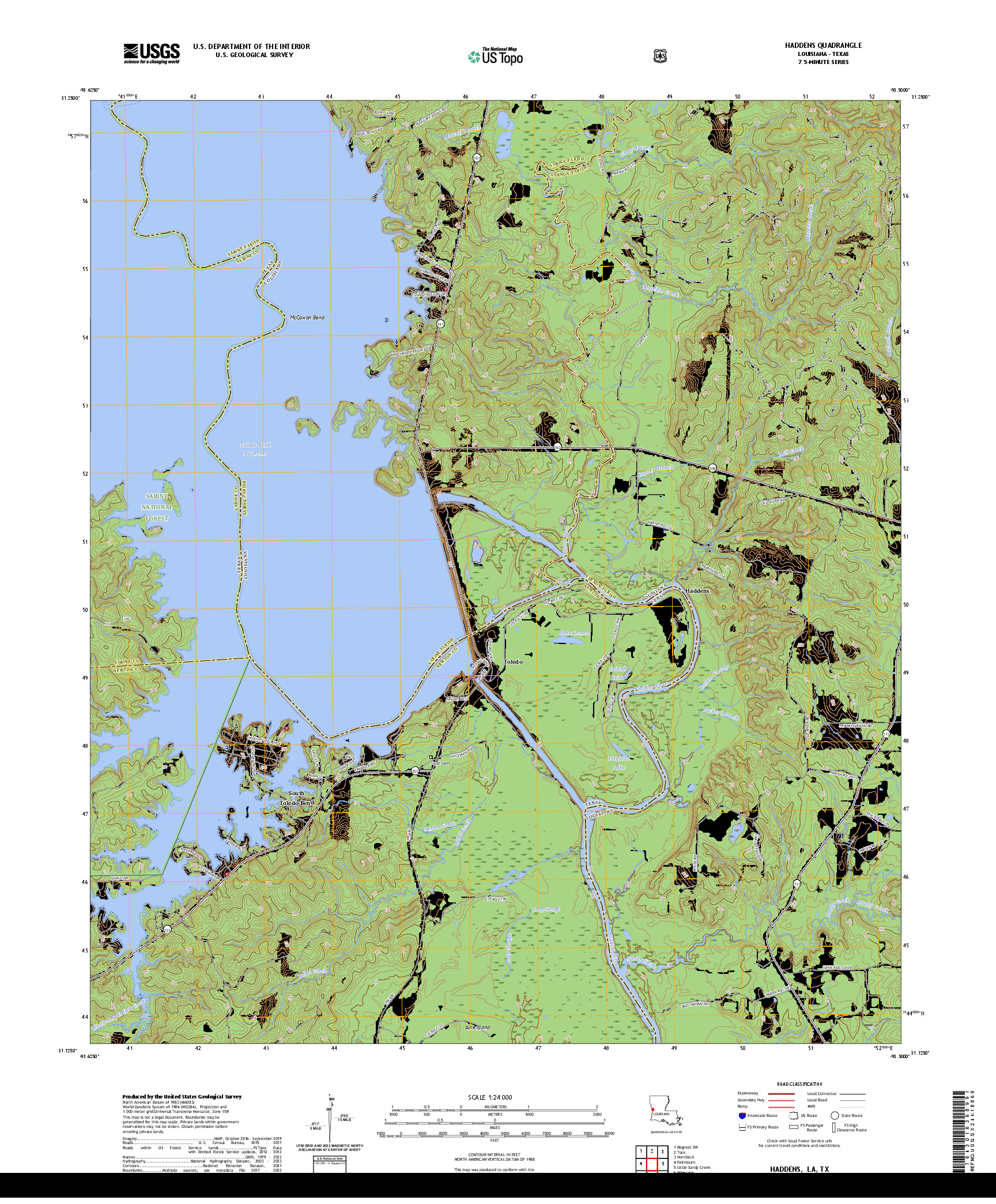 US TOPO 7.5-MINUTE MAP FOR HADDENS, LA,TX