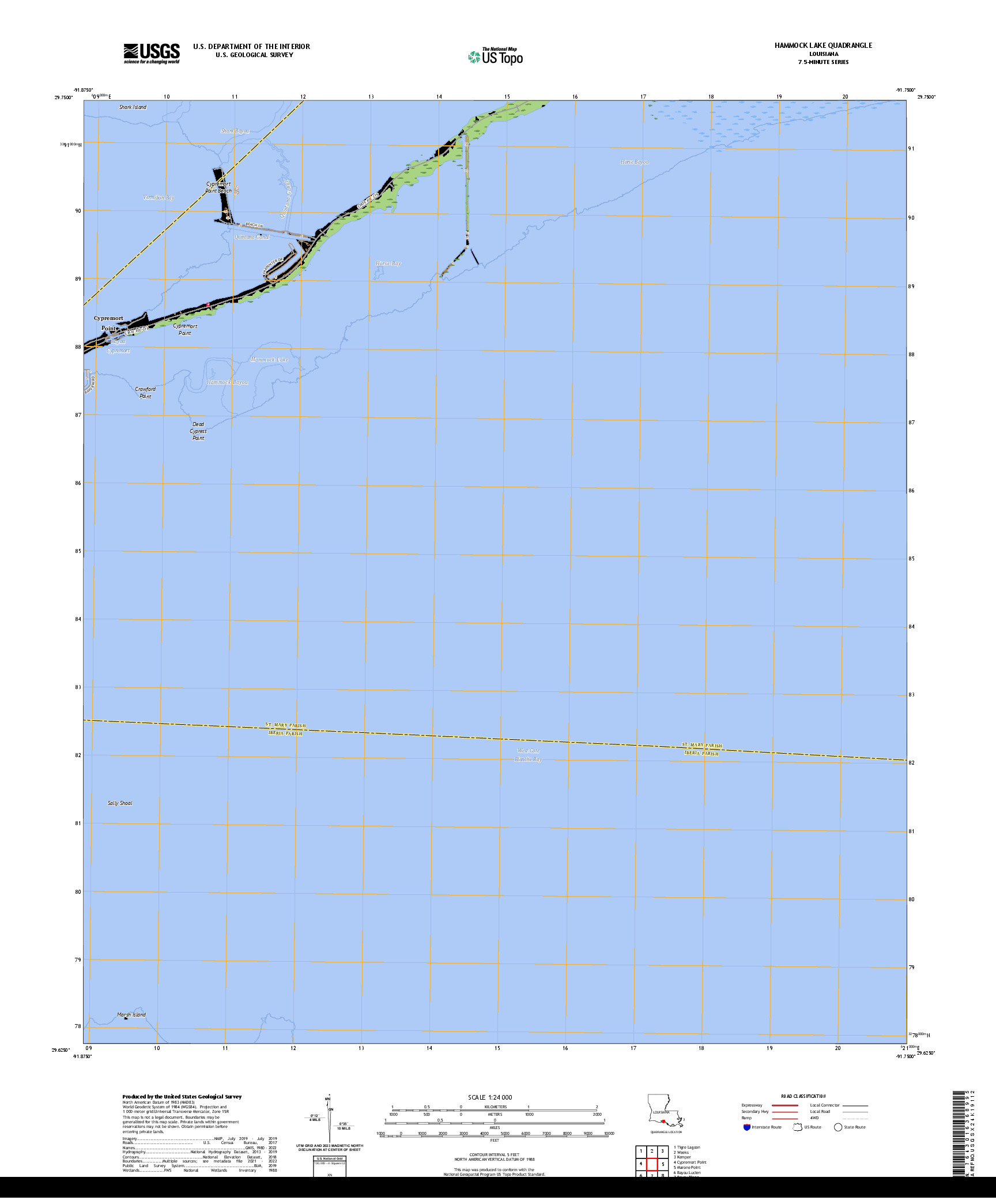 US TOPO 7.5-MINUTE MAP FOR HAMMOCK LAKE, LA