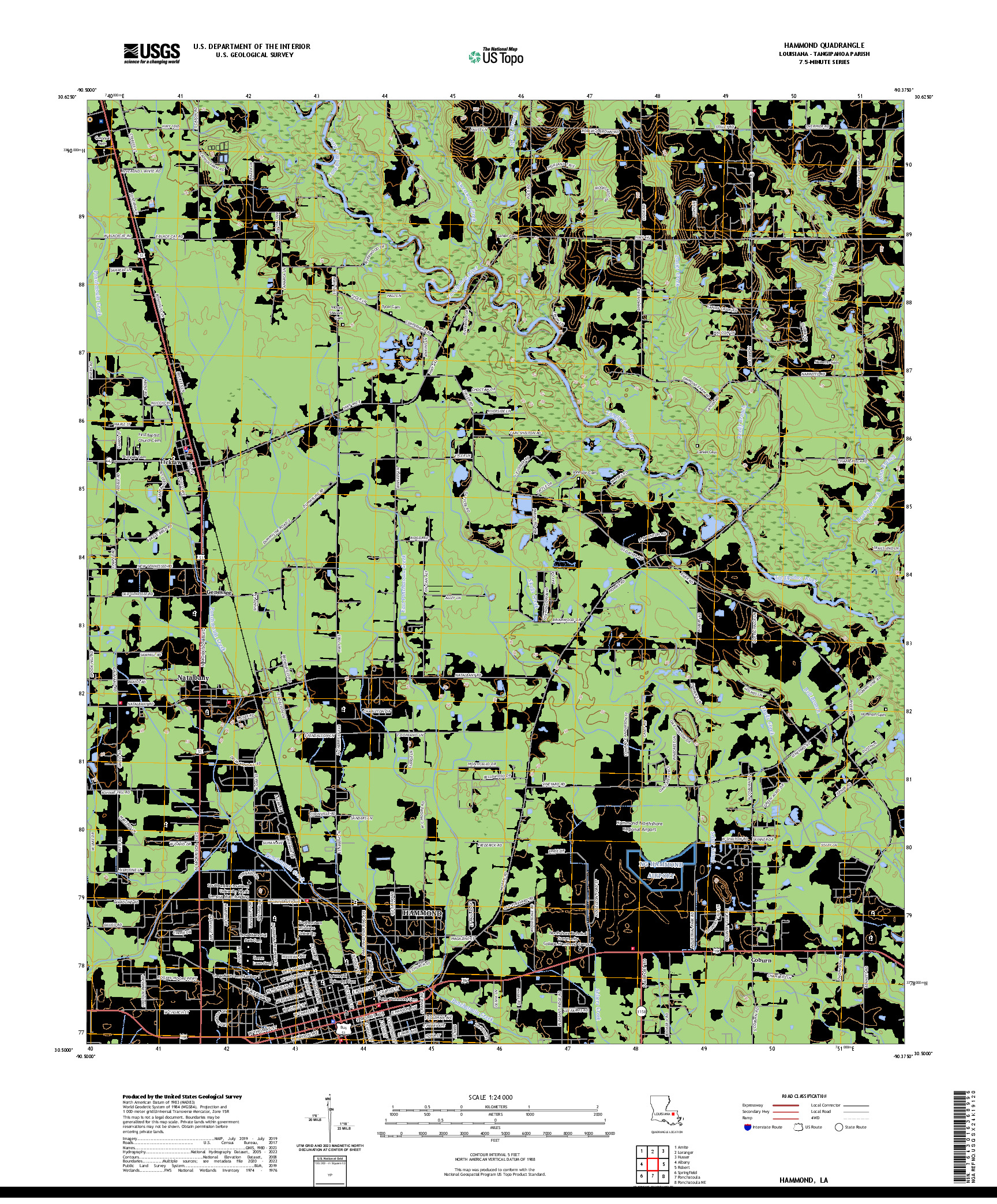 US TOPO 7.5-MINUTE MAP FOR HAMMOND, LA
