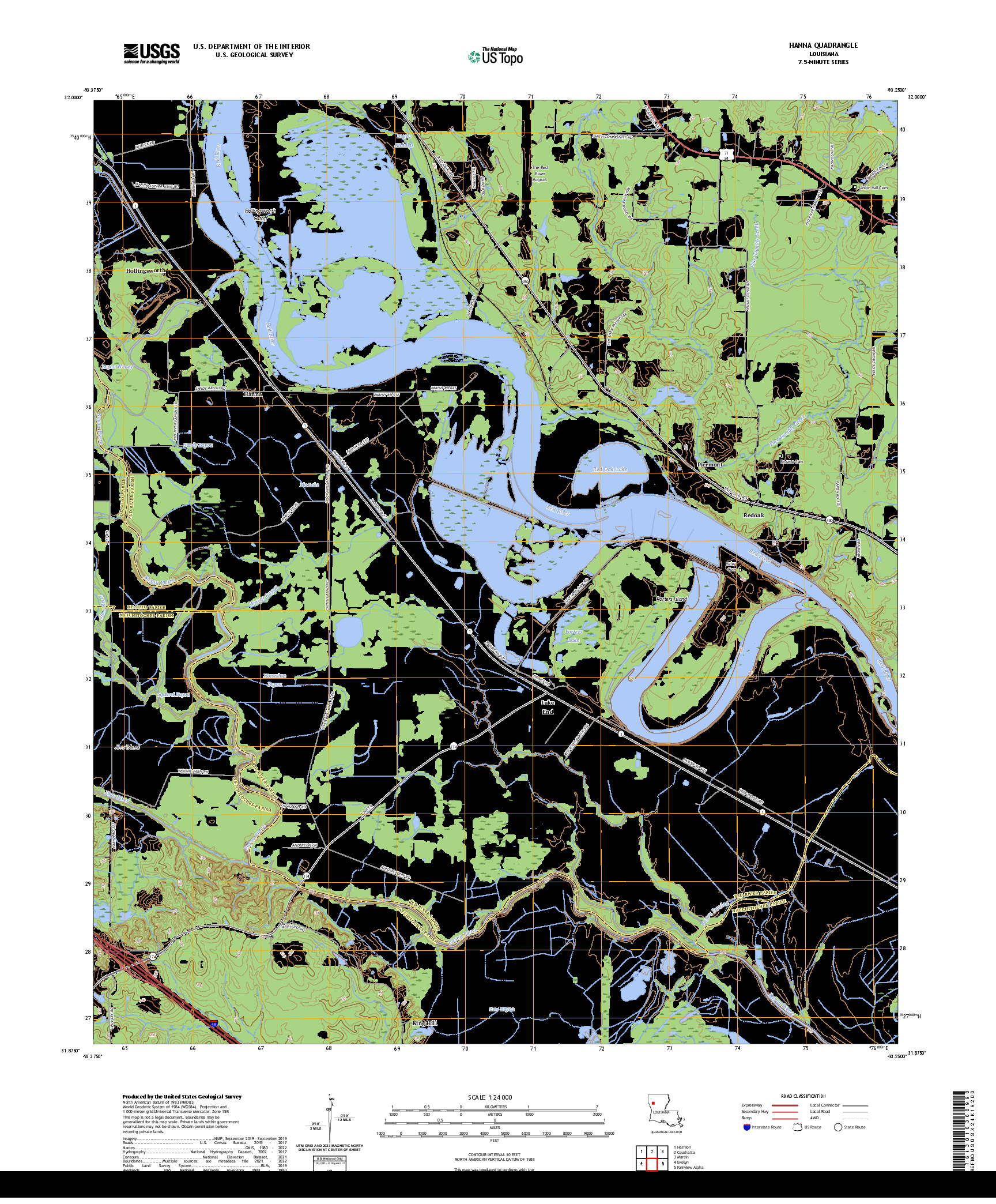 US TOPO 7.5-MINUTE MAP FOR HANNA, LA