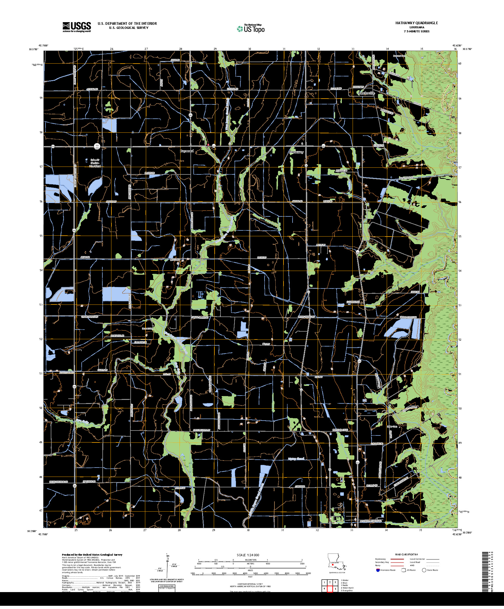 US TOPO 7.5-MINUTE MAP FOR HATHAWAY, LA