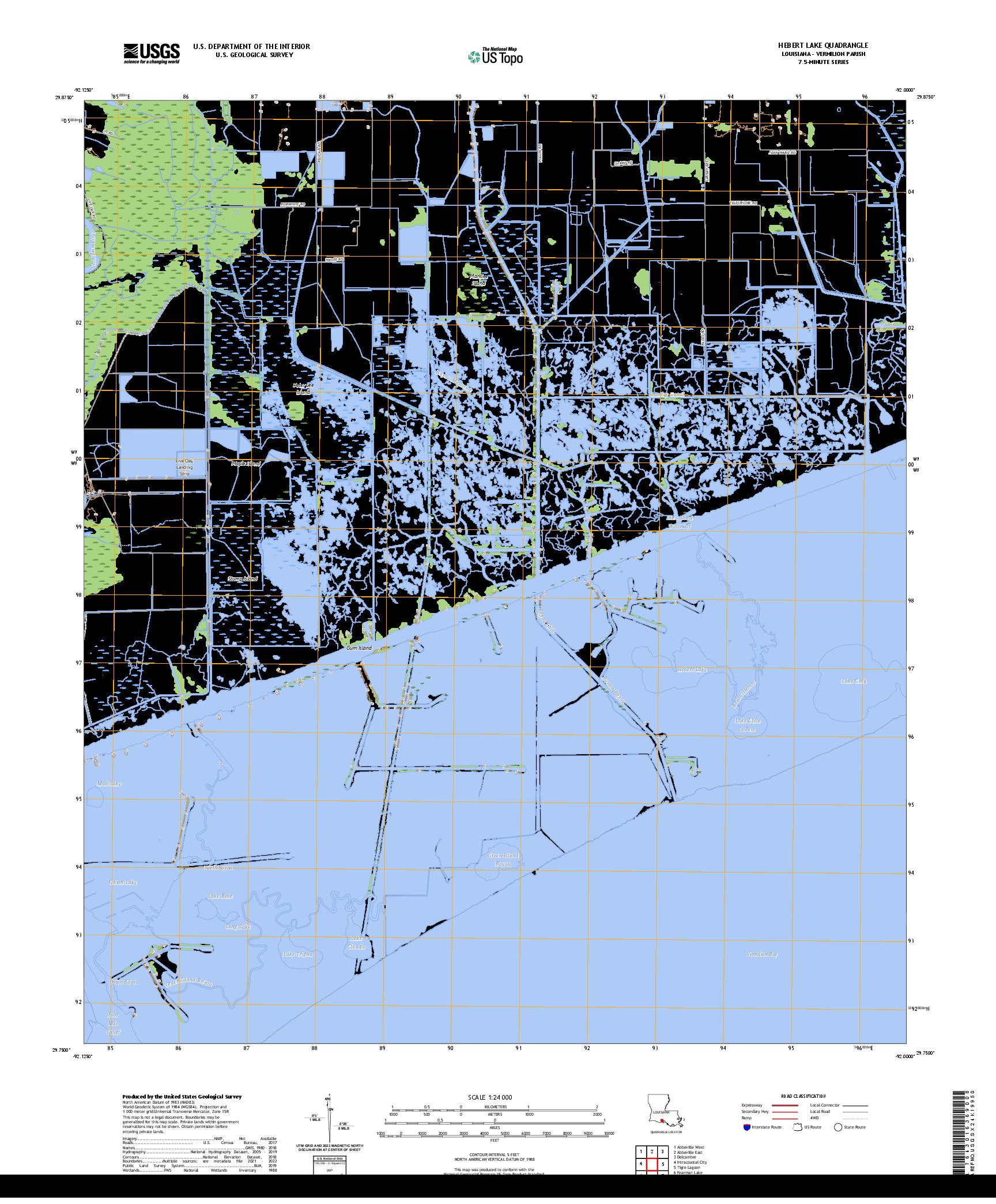 US TOPO 7.5-MINUTE MAP FOR HEBERT LAKE, LA