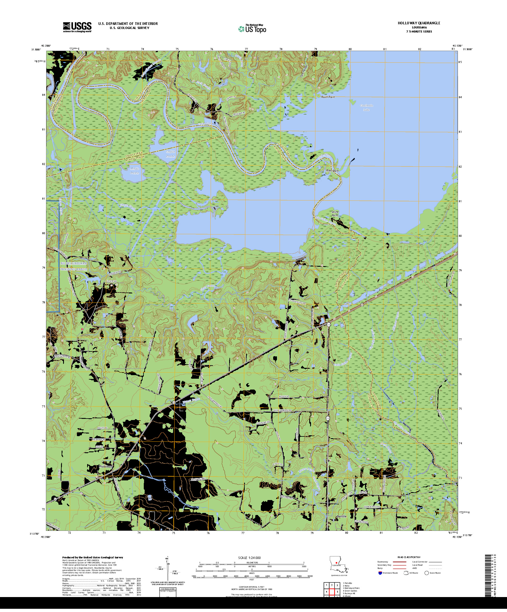 US TOPO 7.5-MINUTE MAP FOR HOLLOWAY, LA