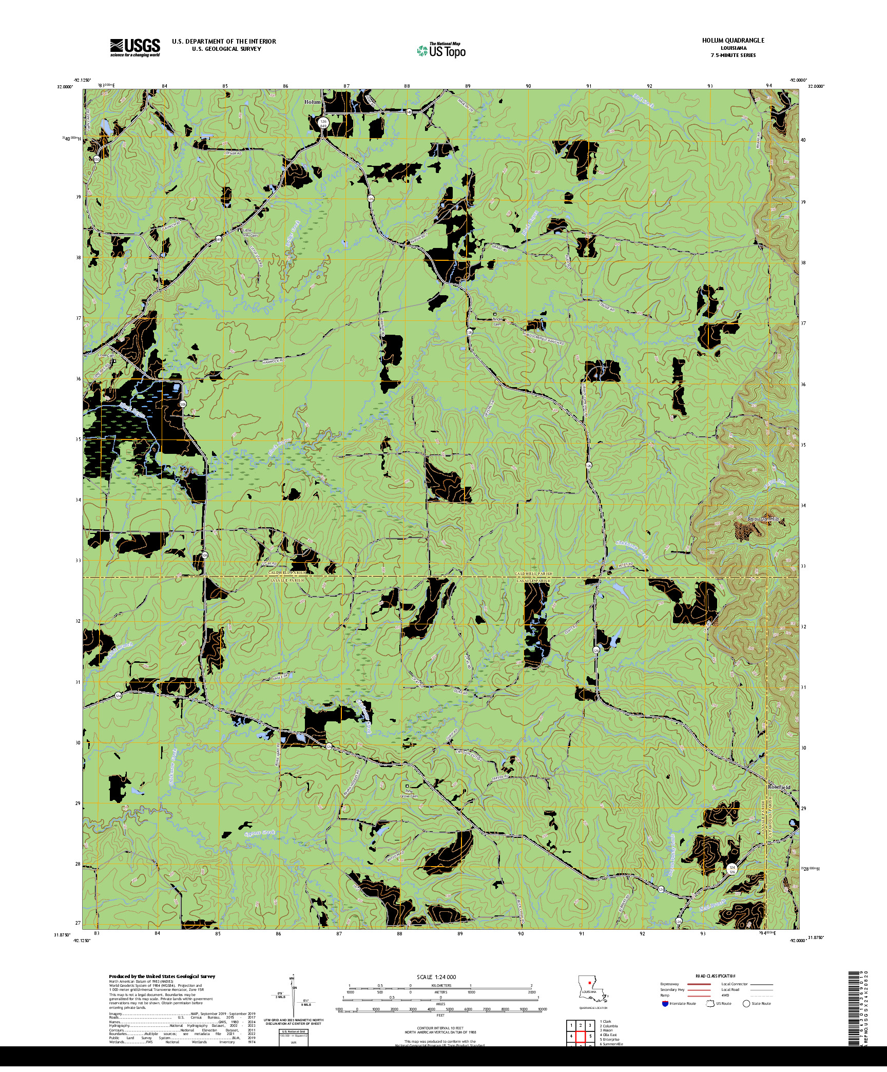 US TOPO 7.5-MINUTE MAP FOR HOLUM, LA