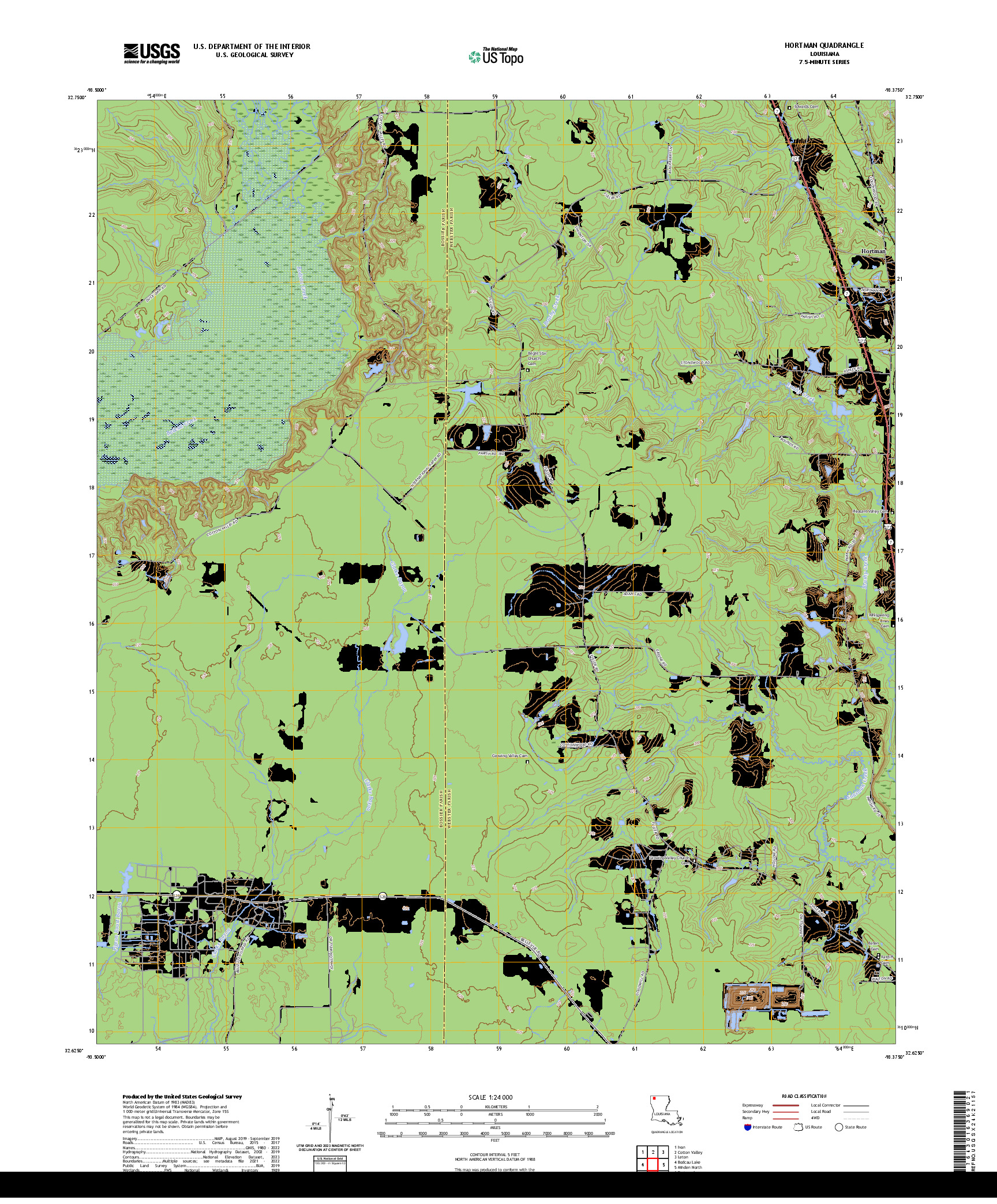 US TOPO 7.5-MINUTE MAP FOR HORTMAN, LA