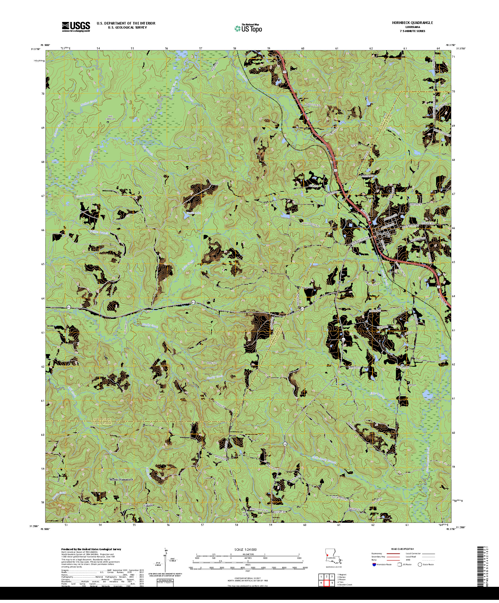 US TOPO 7.5-MINUTE MAP FOR HORNBECK, LA