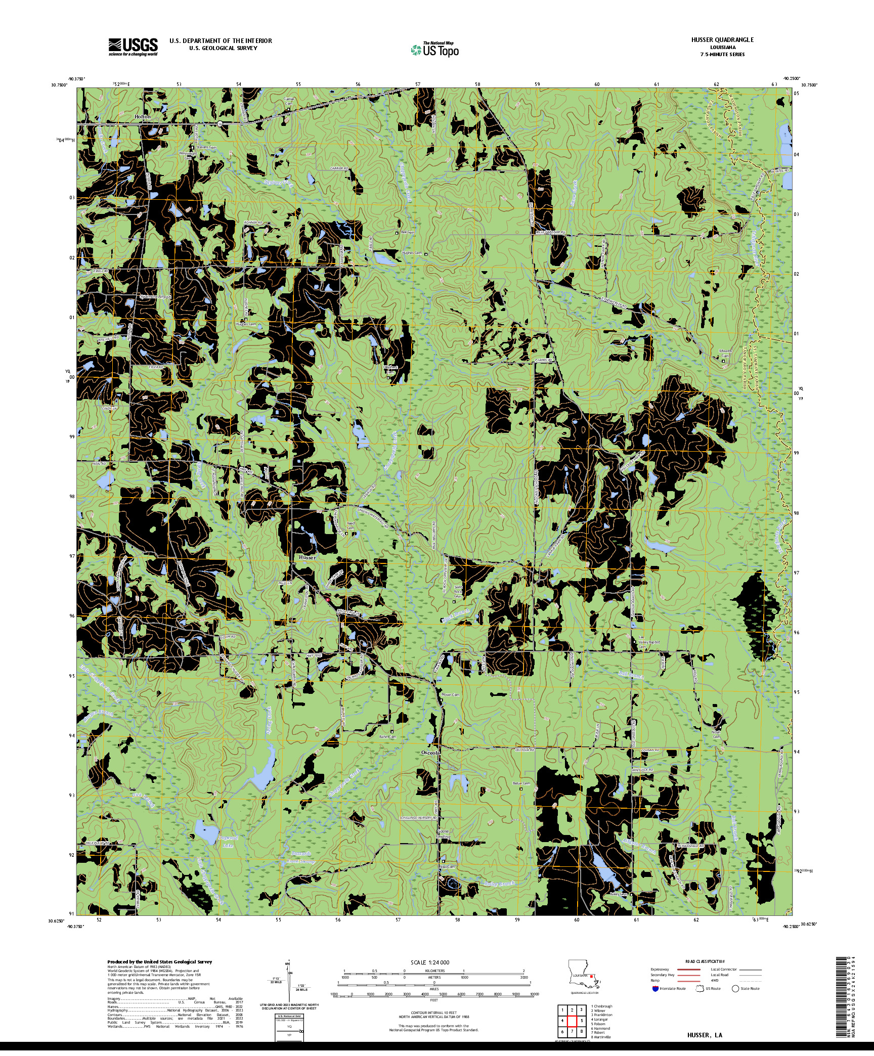 US TOPO 7.5-MINUTE MAP FOR HUSSER, LA