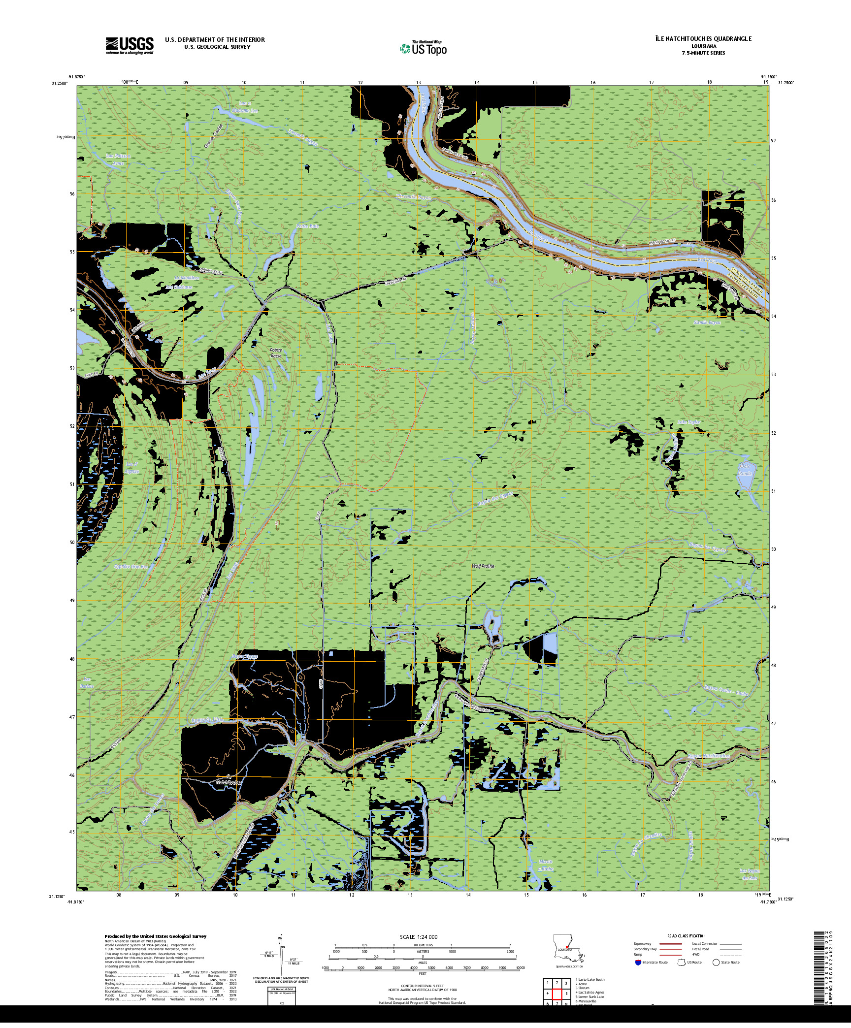 US TOPO 7.5-MINUTE MAP FOR ILE NATCHITOCHES, LA