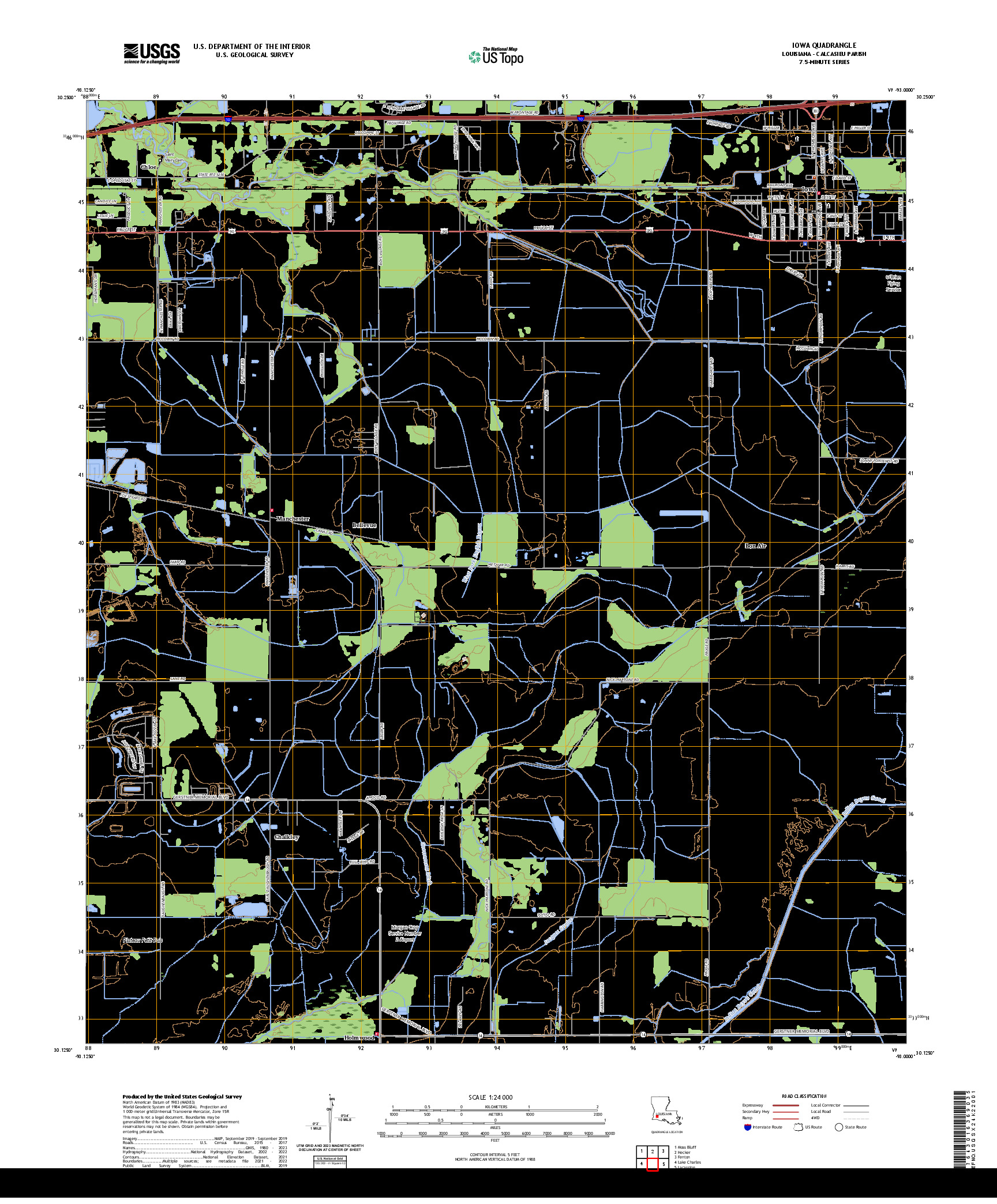US TOPO 7.5-MINUTE MAP FOR IOWA, LA