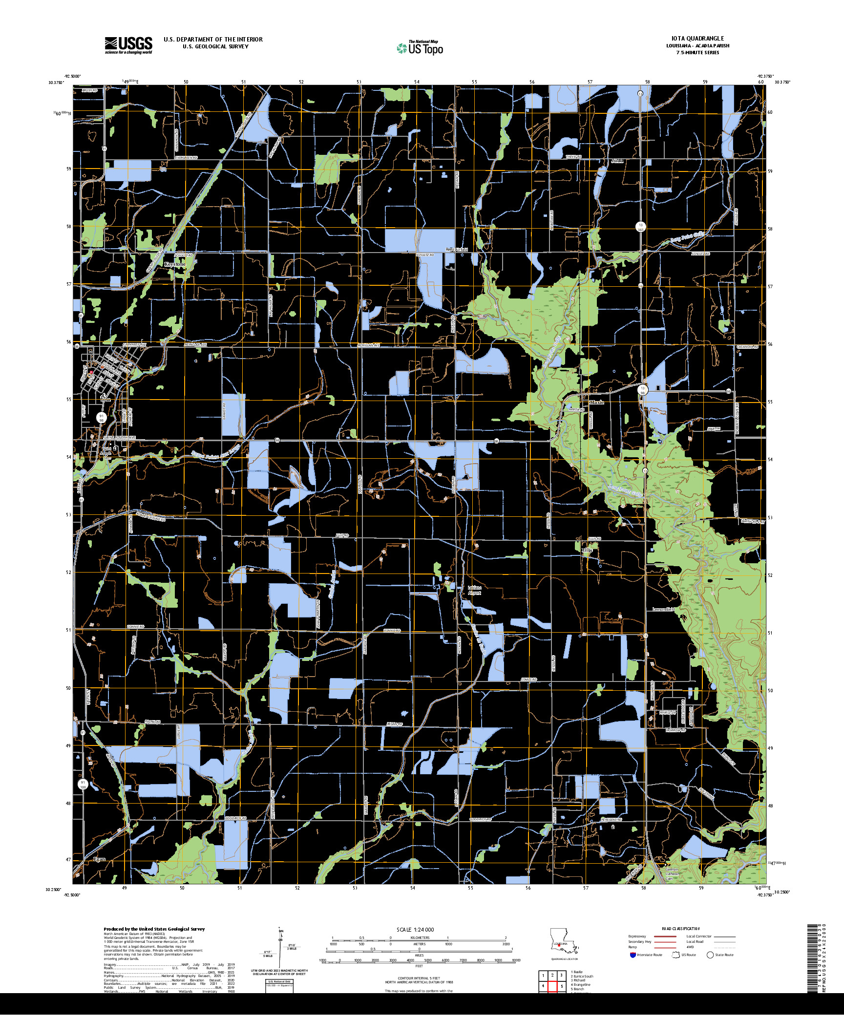 US TOPO 7.5-MINUTE MAP FOR IOTA, LA