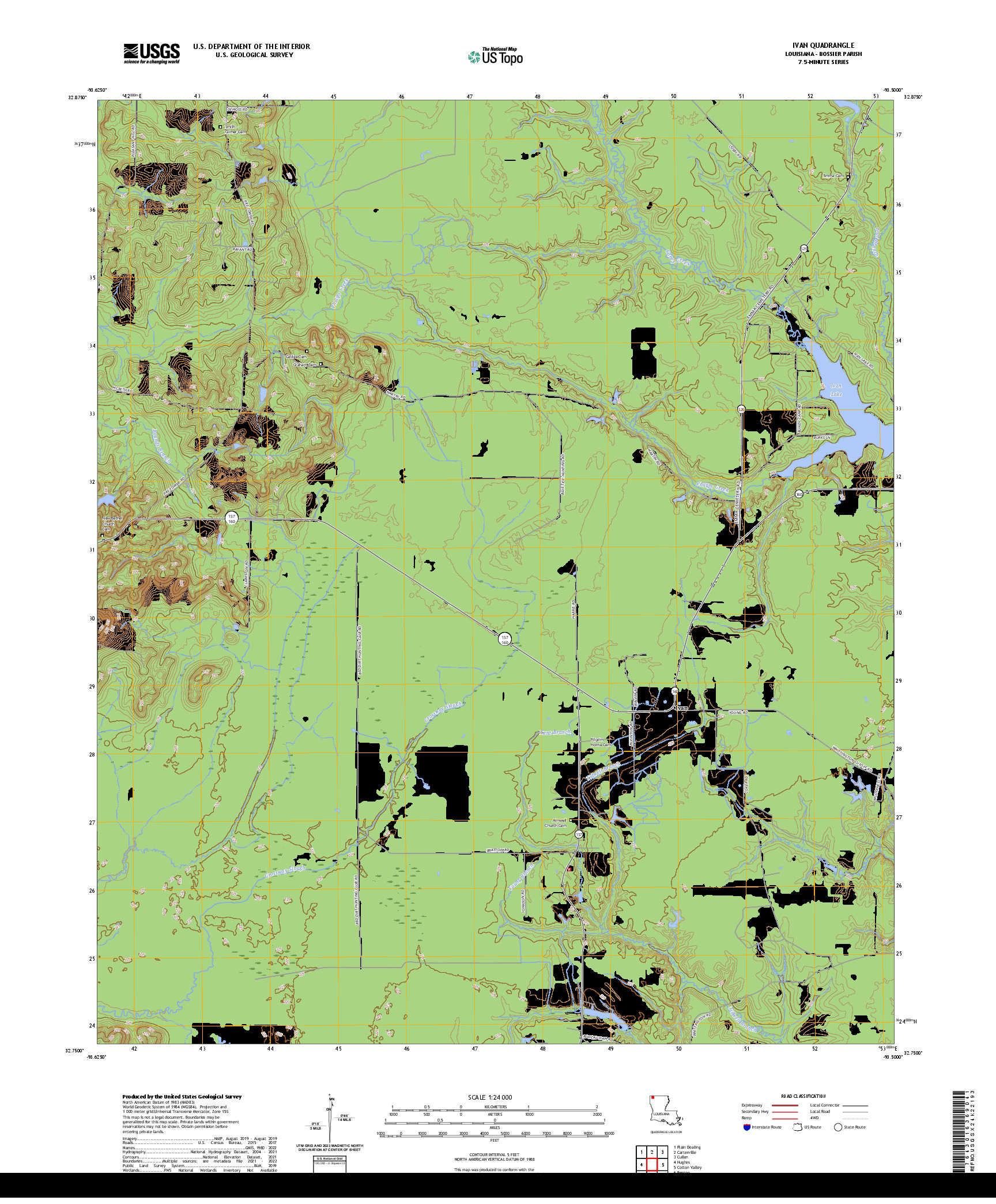 US TOPO 7.5-MINUTE MAP FOR IVAN, LA