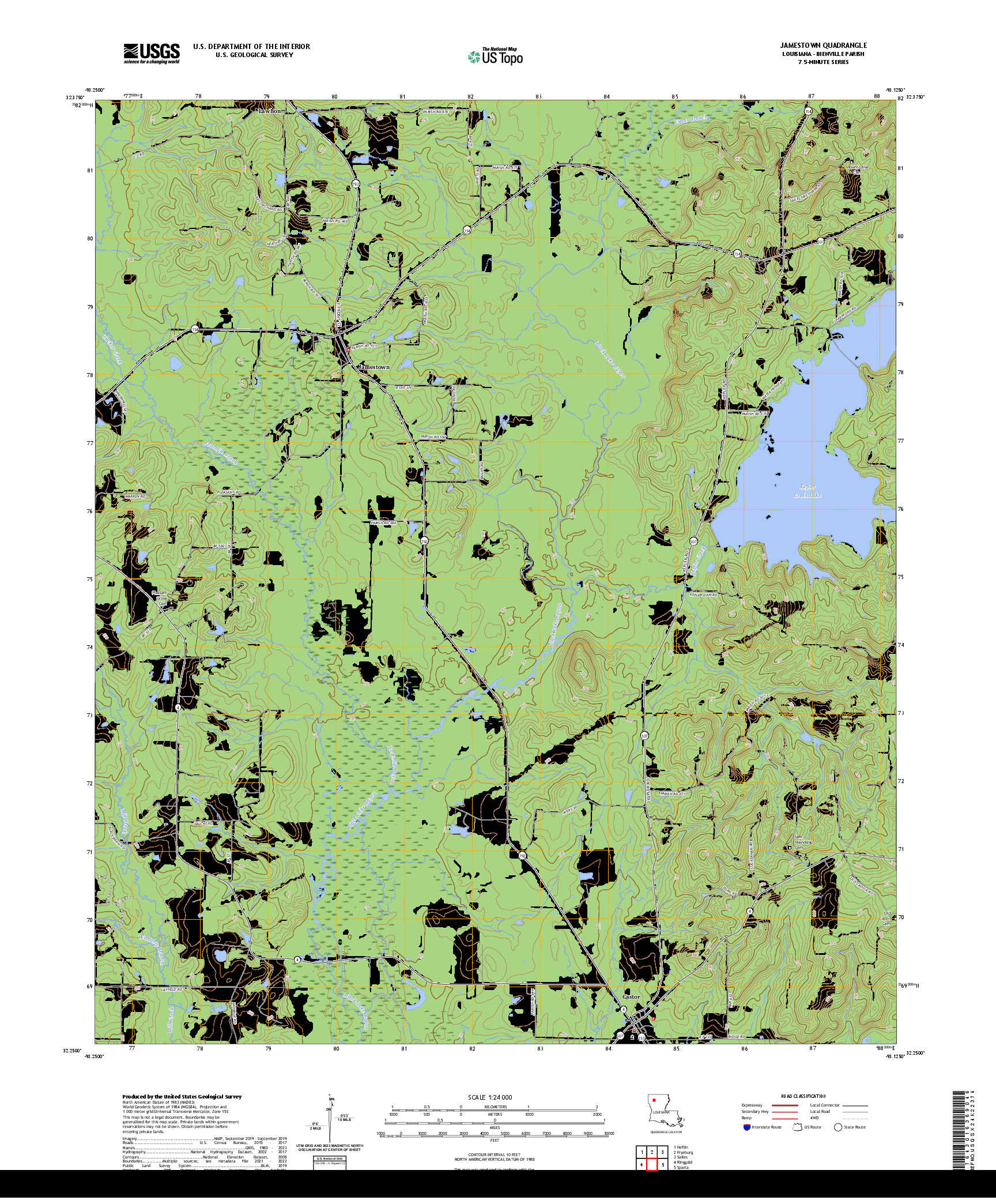 US TOPO 7.5-MINUTE MAP FOR JAMESTOWN, LA