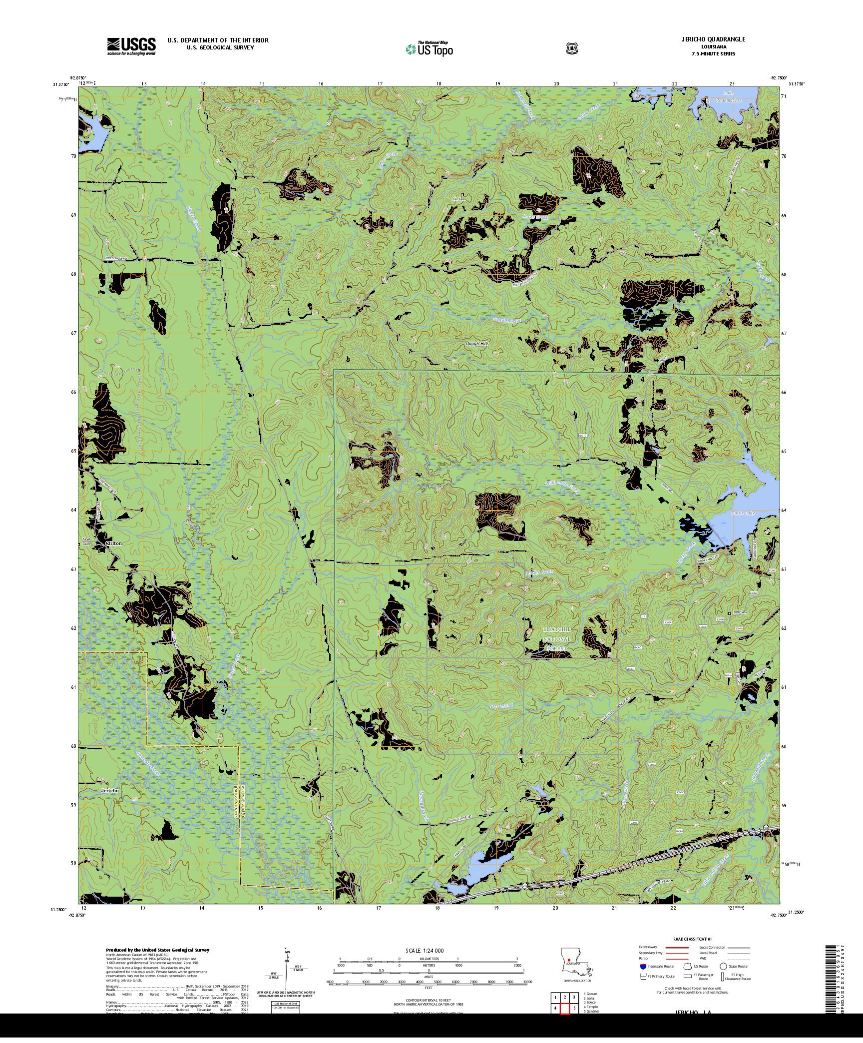 US TOPO 7.5-MINUTE MAP FOR JERICHO, LA